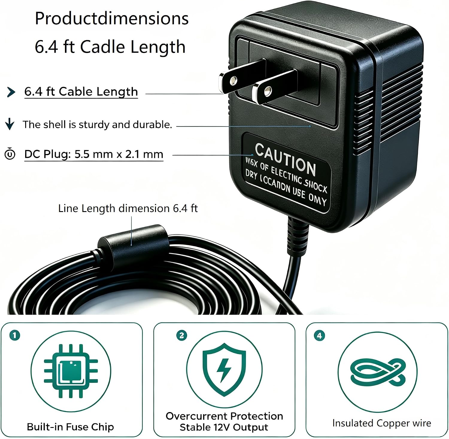 Detalle de ANYINELEC Pa-3c 12V 700mA AC/DC Power Adapter for Yamaha Keyboards