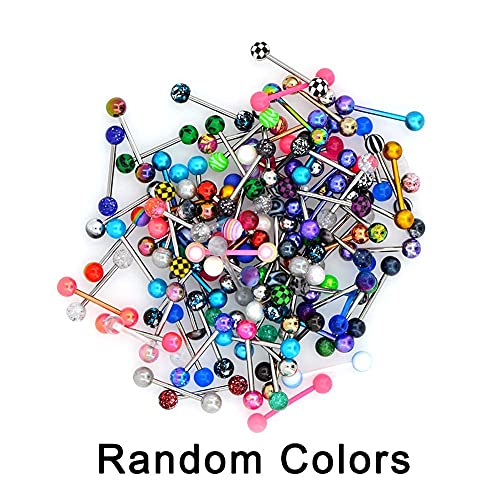 Thumbnail 6 de OUFER 100er Set Tongue Rings 14G – 316L Edelstahl, bunte Acrylkugeln, zufällige Farben