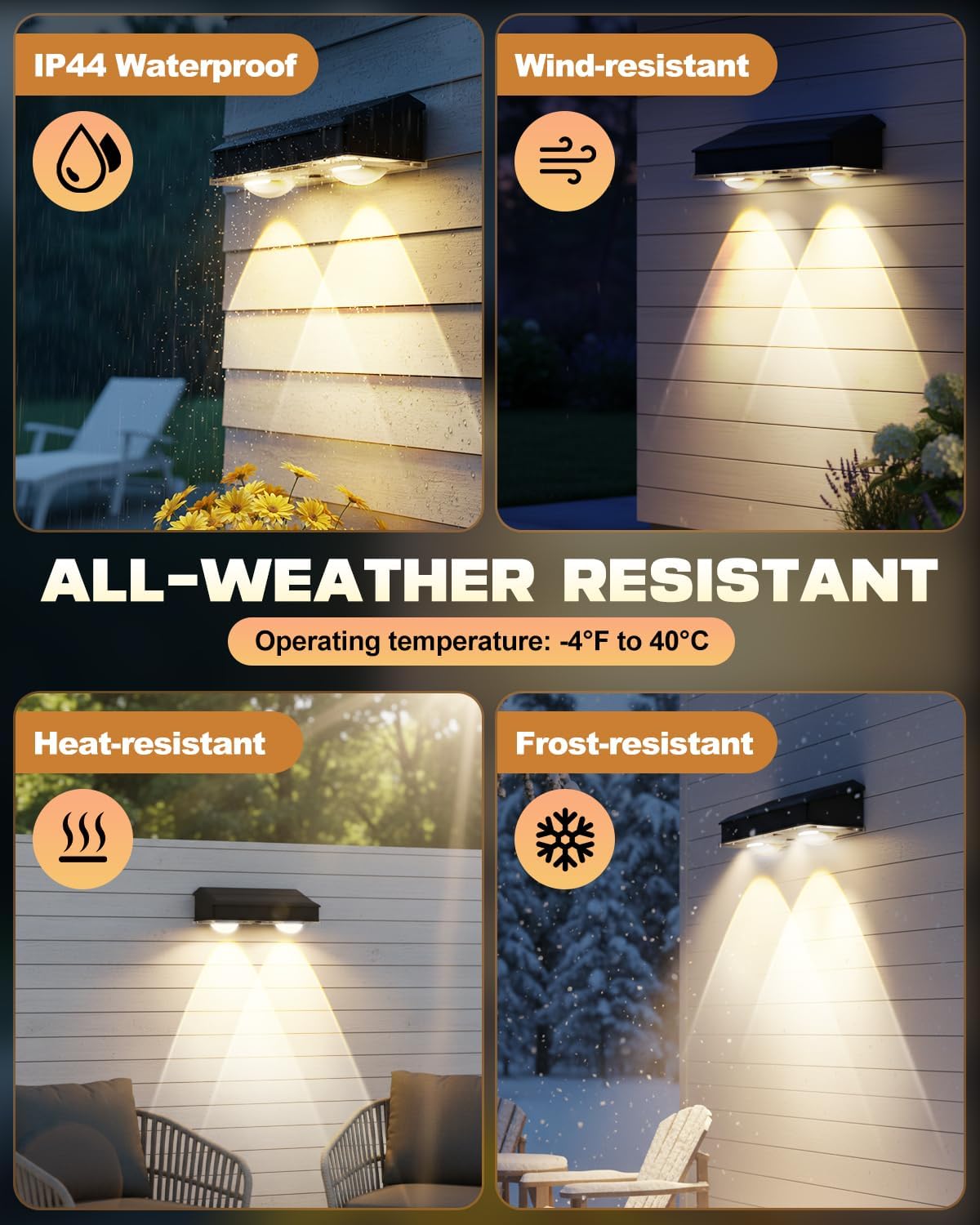 Thumbnail 4 de Solar Lights Outdoor Garden 9-Colour Solar Fence Lights (4 Pack) with 3 Lighting Modes