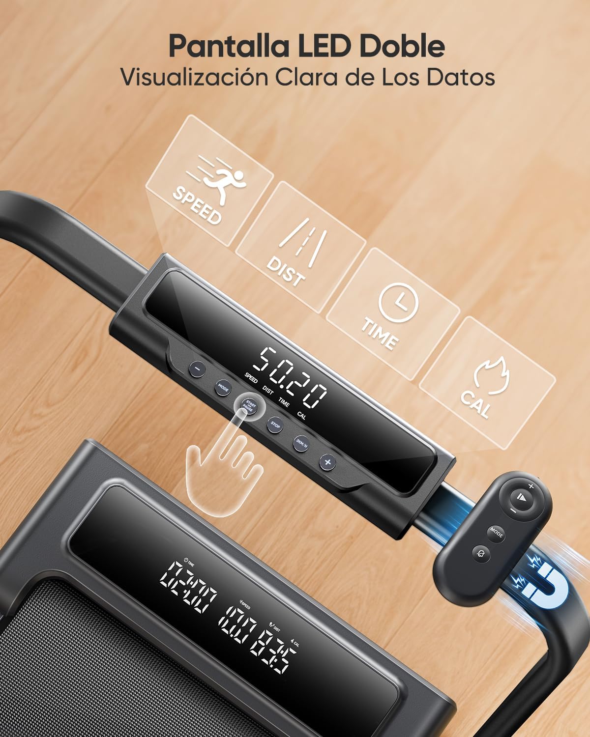 Detalle de Tapis de Course 4-en-1 TOPUTURE: incline 9%, 12 km/h, pliable et silencieux pour bureau à domicile