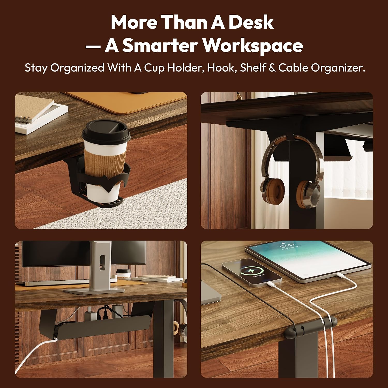Thumbnail 5 de SANODESK 140 x 60 Electric Standing Desk with Memory Panel and Cable Management
