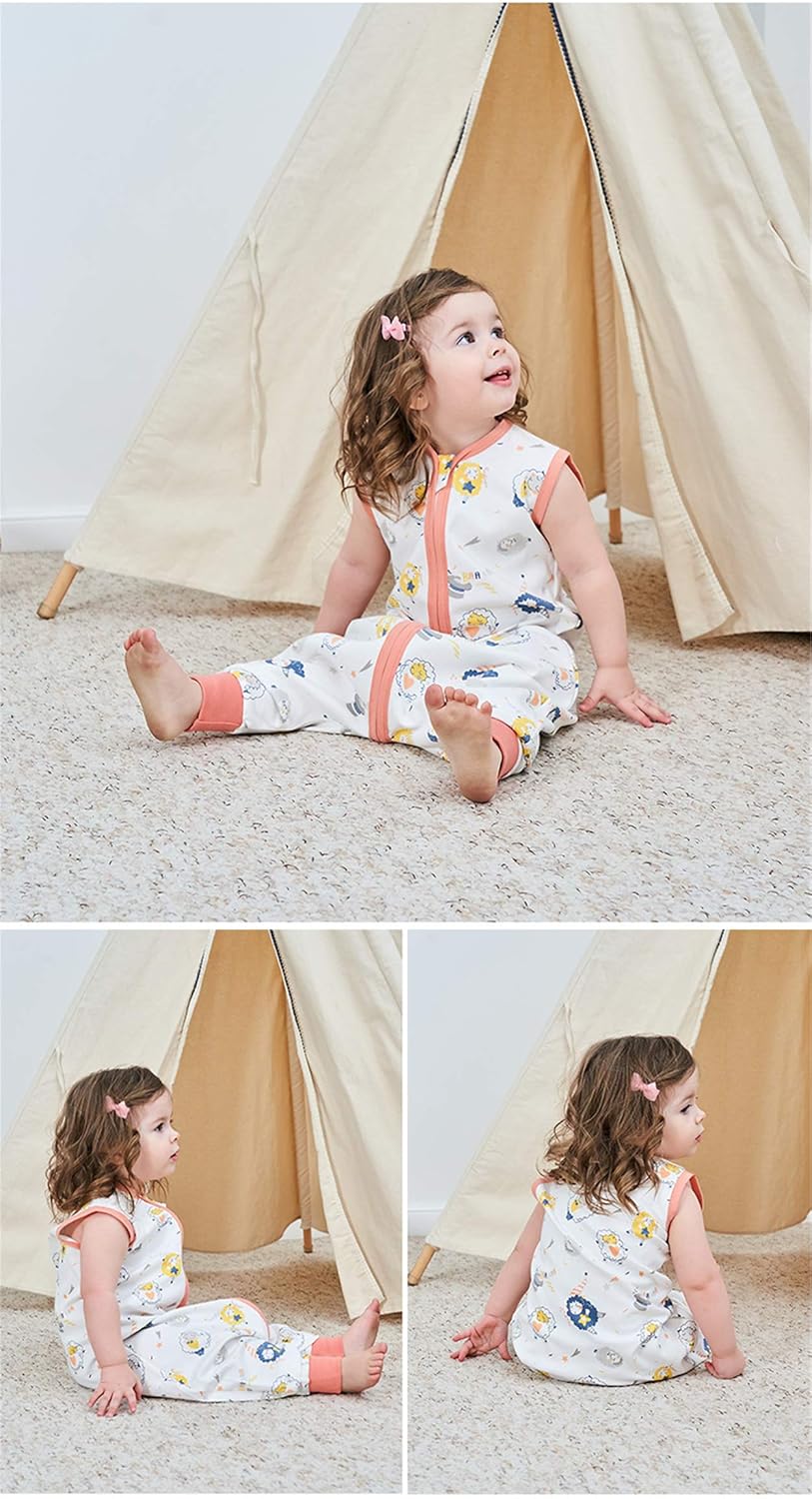 Thumbnail 3 de Chilsuessy Baby-Schlafsack Sommer mit Füßen 0,5 Tog aus 100% Baumwolle (90 cm, Schafe)