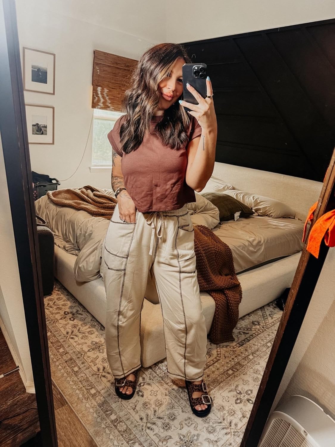 Thumbnail 5 de Athlisan Women’s Baggy Barrel Pants Wide-Leg Lounge Sweatpants with Pockets