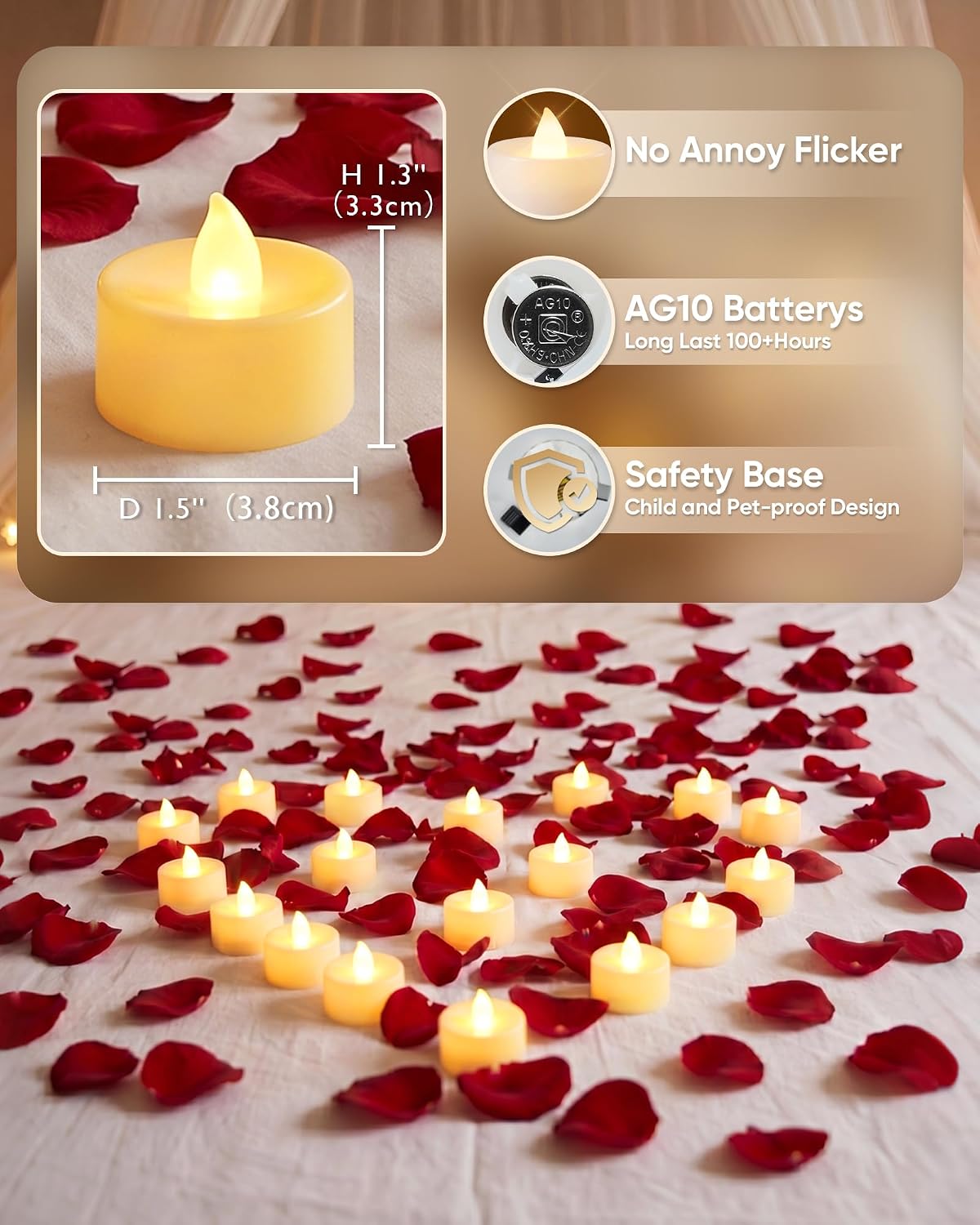 Detalle 2 de AMAGIC LED Flameless Tea Lights 12 Pack