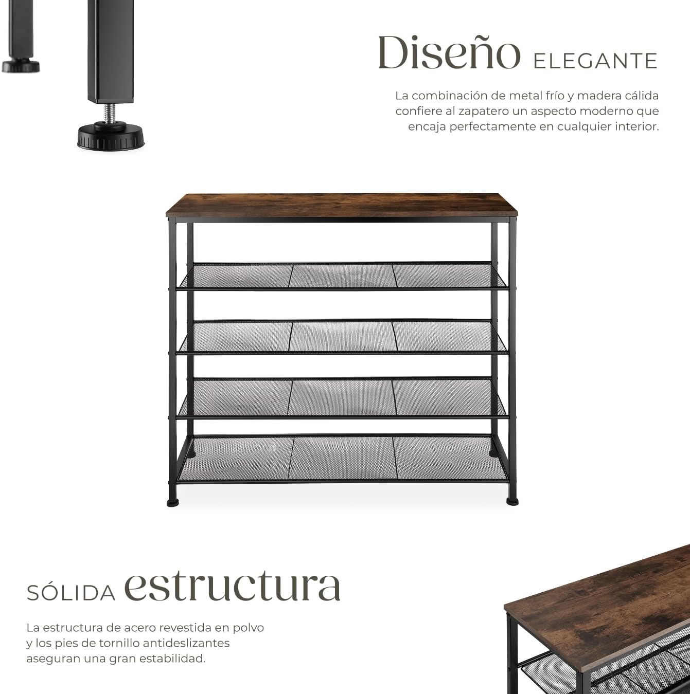 Thumbnail 2 de TecTake Zapatero Madera Industrial 100x30,5x93 cm