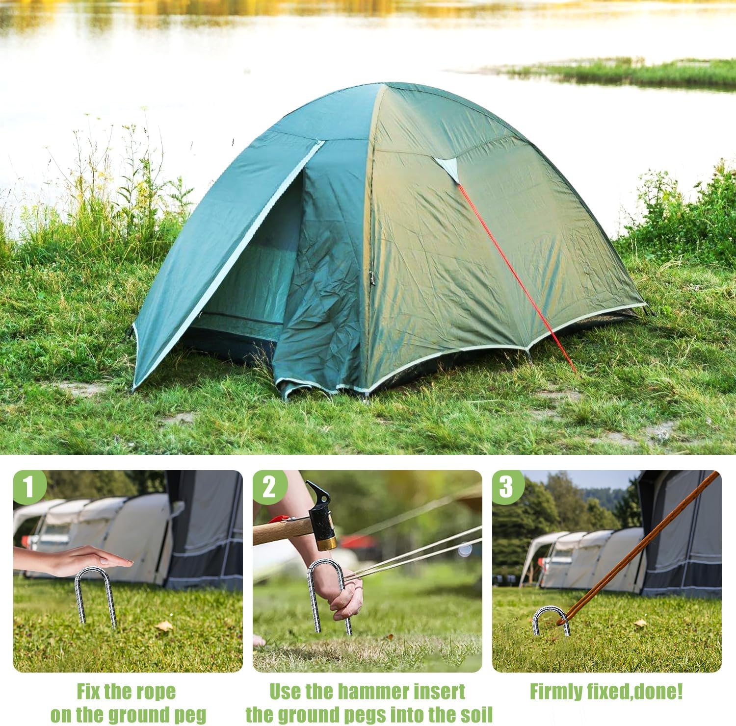 Thumbnail 6 de AVOFOREST 7 Pack: Heavy-Duty 12-Inch Galvanised Steel U-Shaped Tent Pegs