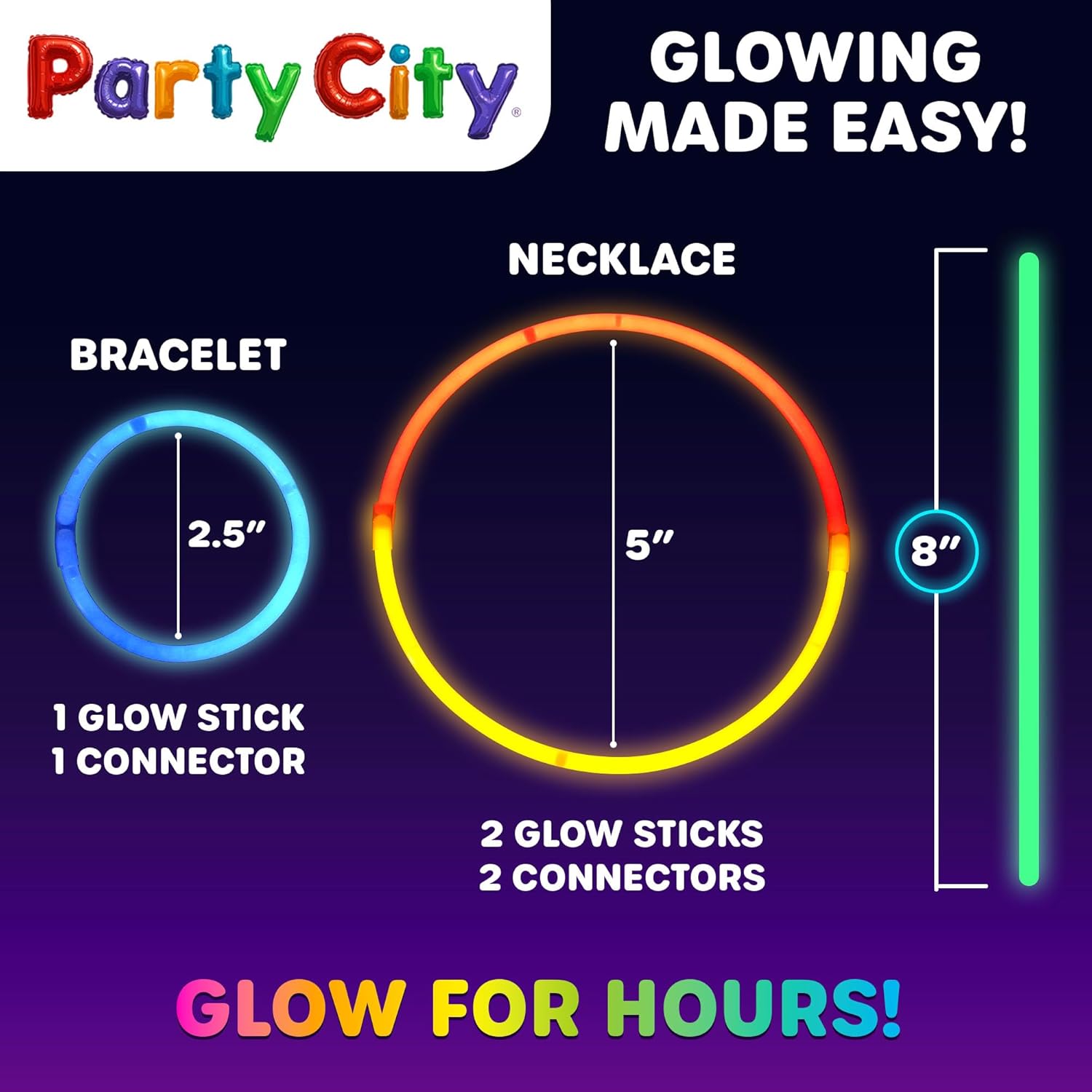 Thumbnail 2 de Party City 300 Glow Sticks Bulk Pack 8" glow sticks 🎉