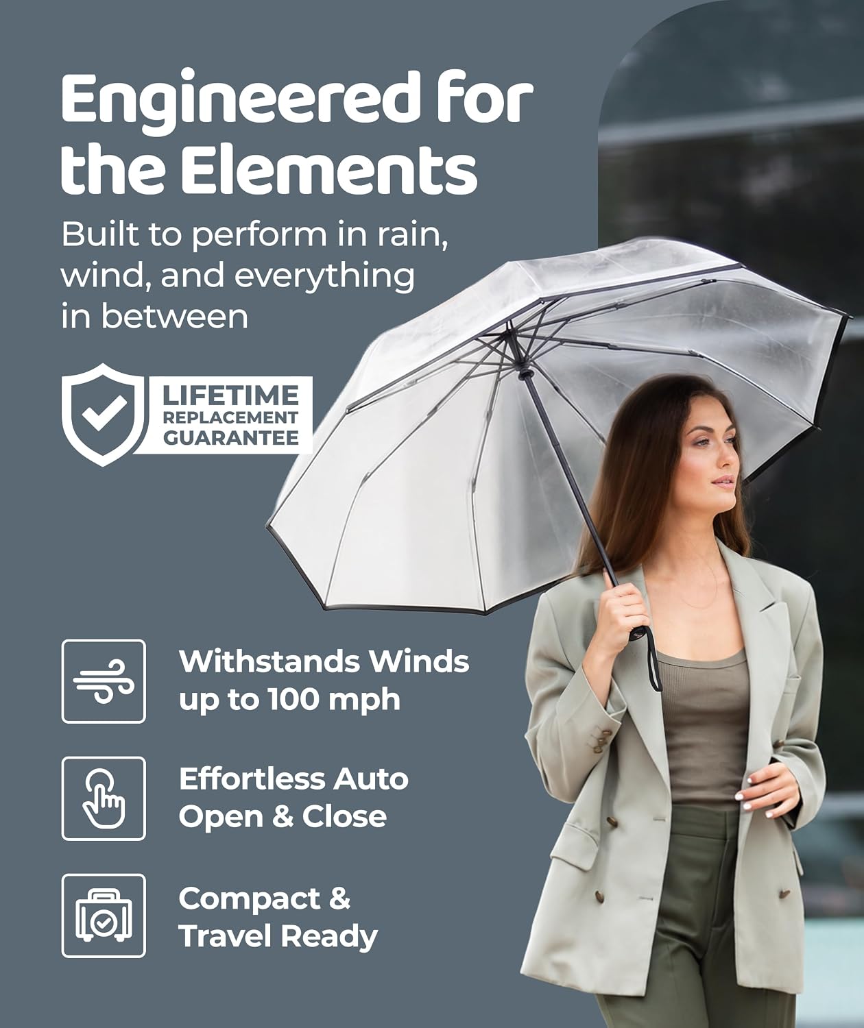 Thumbnail 1 de Repel Windproof Travel Umbrella – Compact Auto Open/Close, 100 MPH Wind Resistance