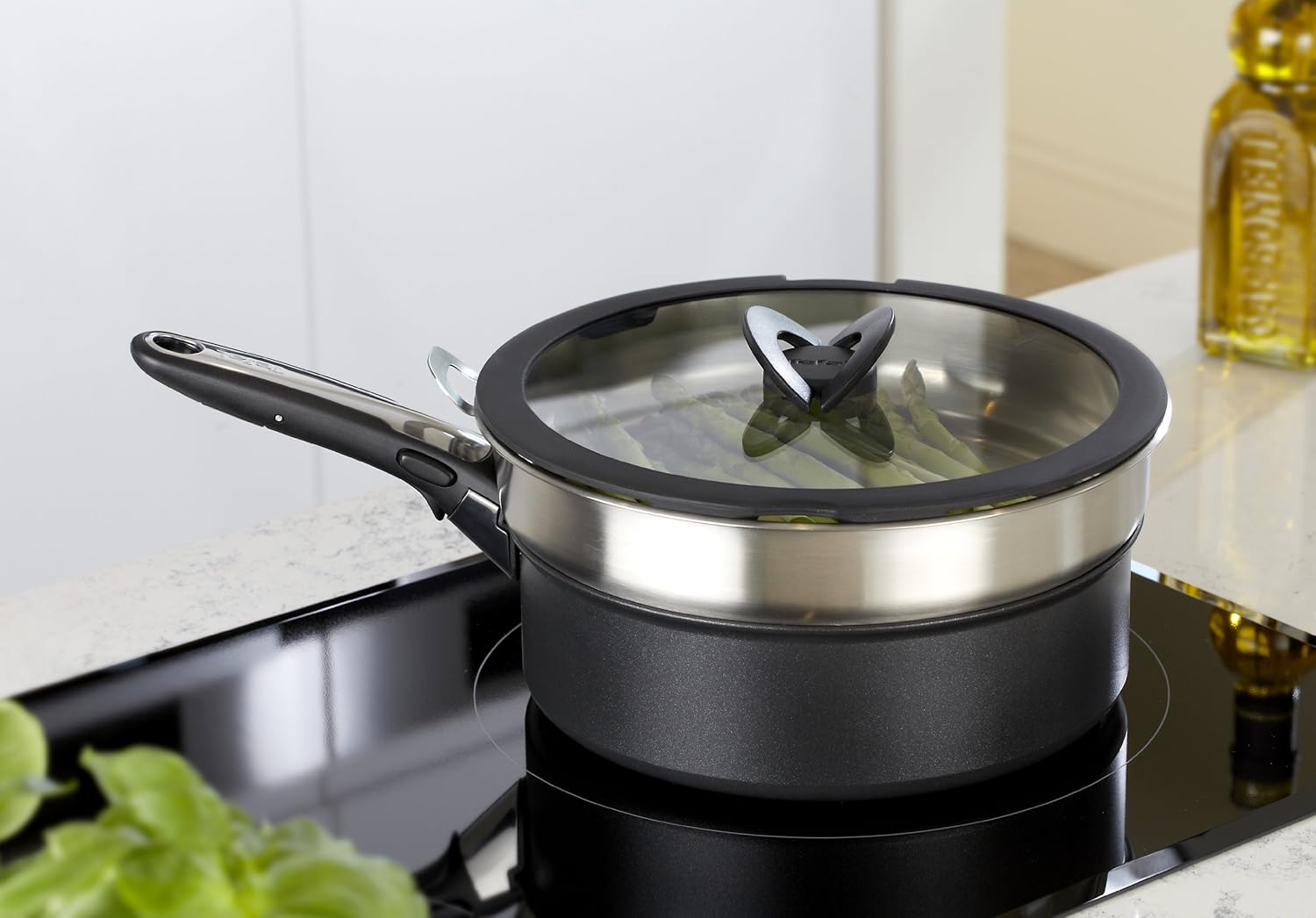 Thumbnail 1 de Tefal Ingenio Stainless Steel Steamer With Glass Lid (24 cm insert)