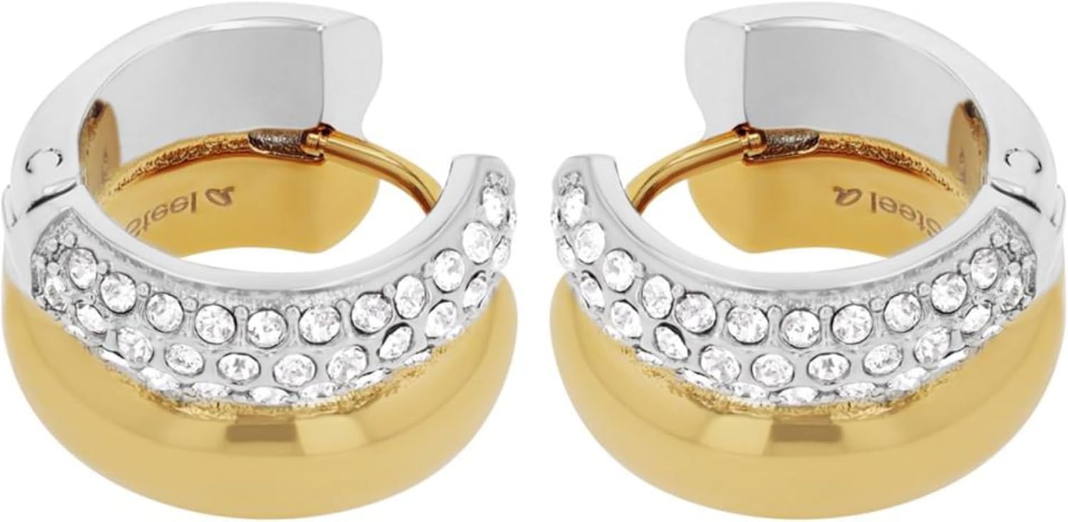 Detalle de JOOP! Creolen aus Edelstahl für Damen – mit Zirkonia, 15 × 10 mm, inklusive Schmuck Geschenkbox
