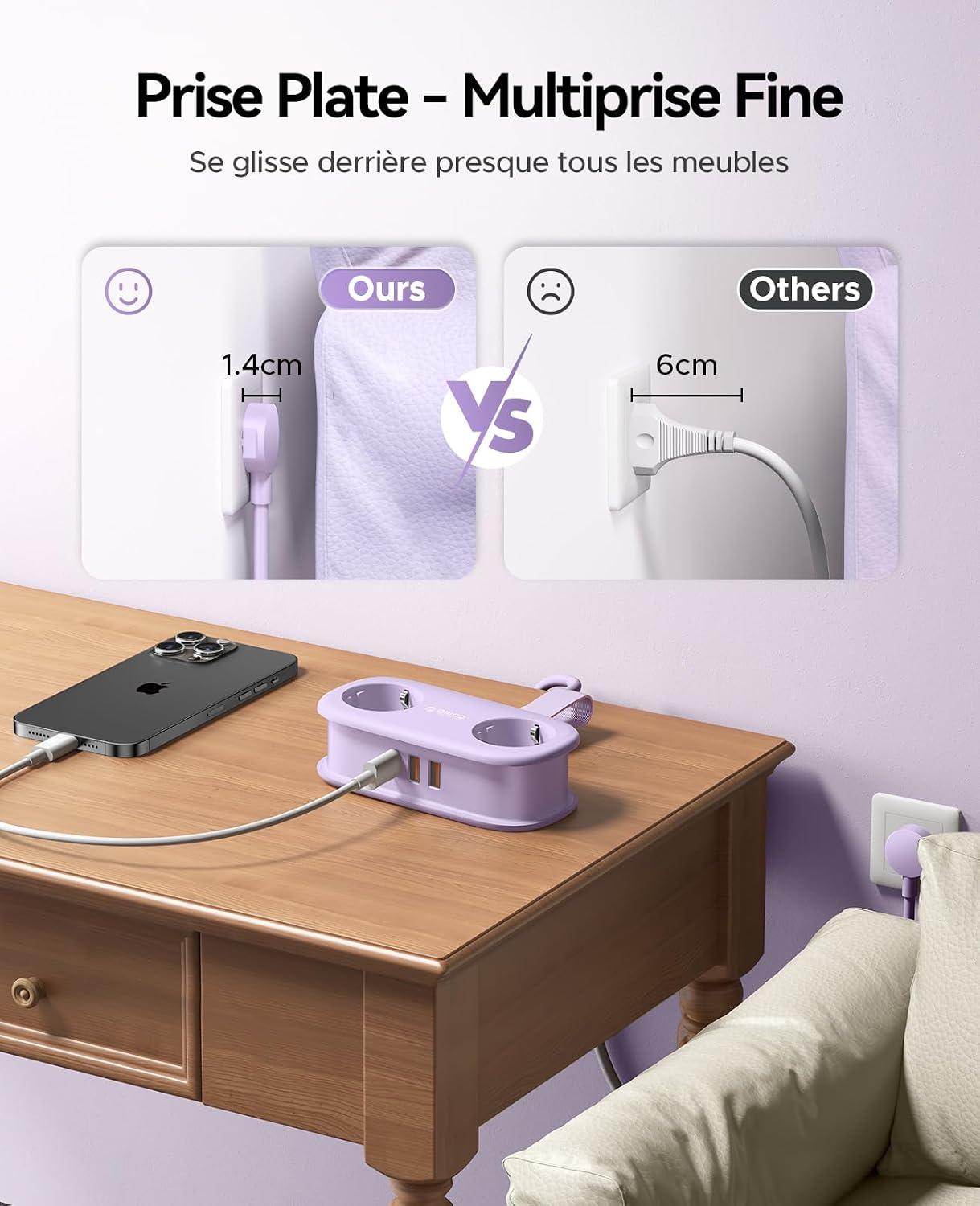 Thumbnail 6 de ORICO AP3 Multiprise voyage 2 prises et USB‑C 20W PD