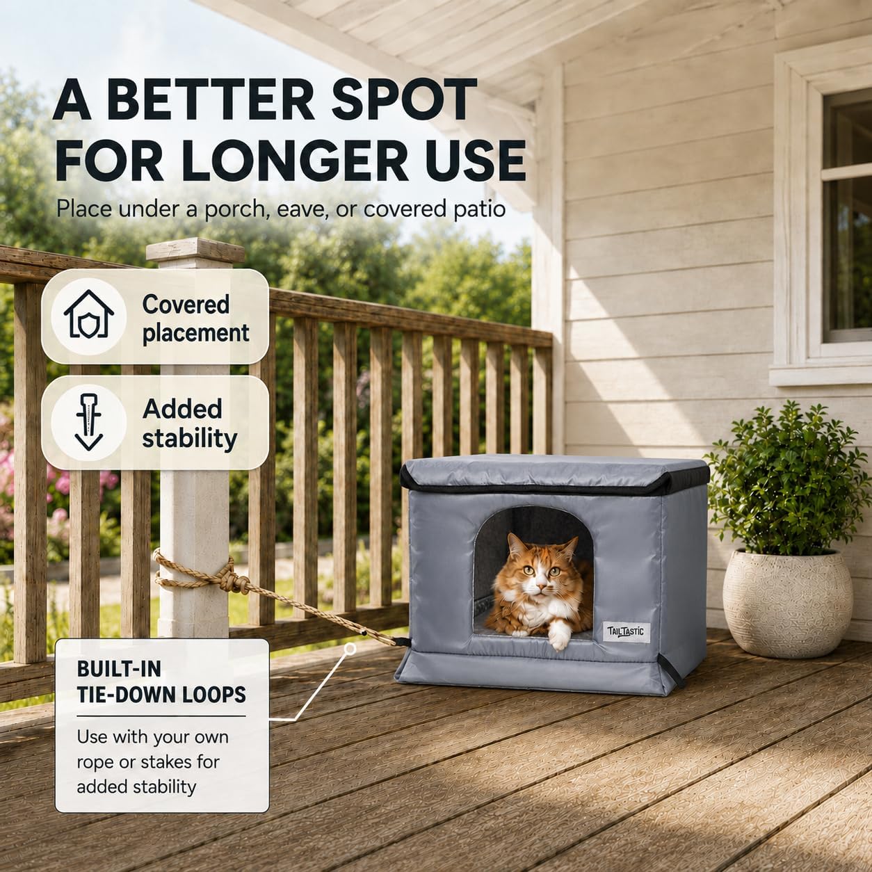 Detalle 2 de TailTastic RX25PT014 Insulated Outdoor Cat House with Sloped Roof