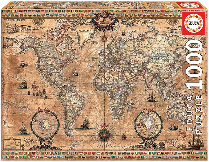 Detalle de Educa Puzzle 1000 Piezas Mapamundi 🌍 Incluye Pegamento Fix Puzzle