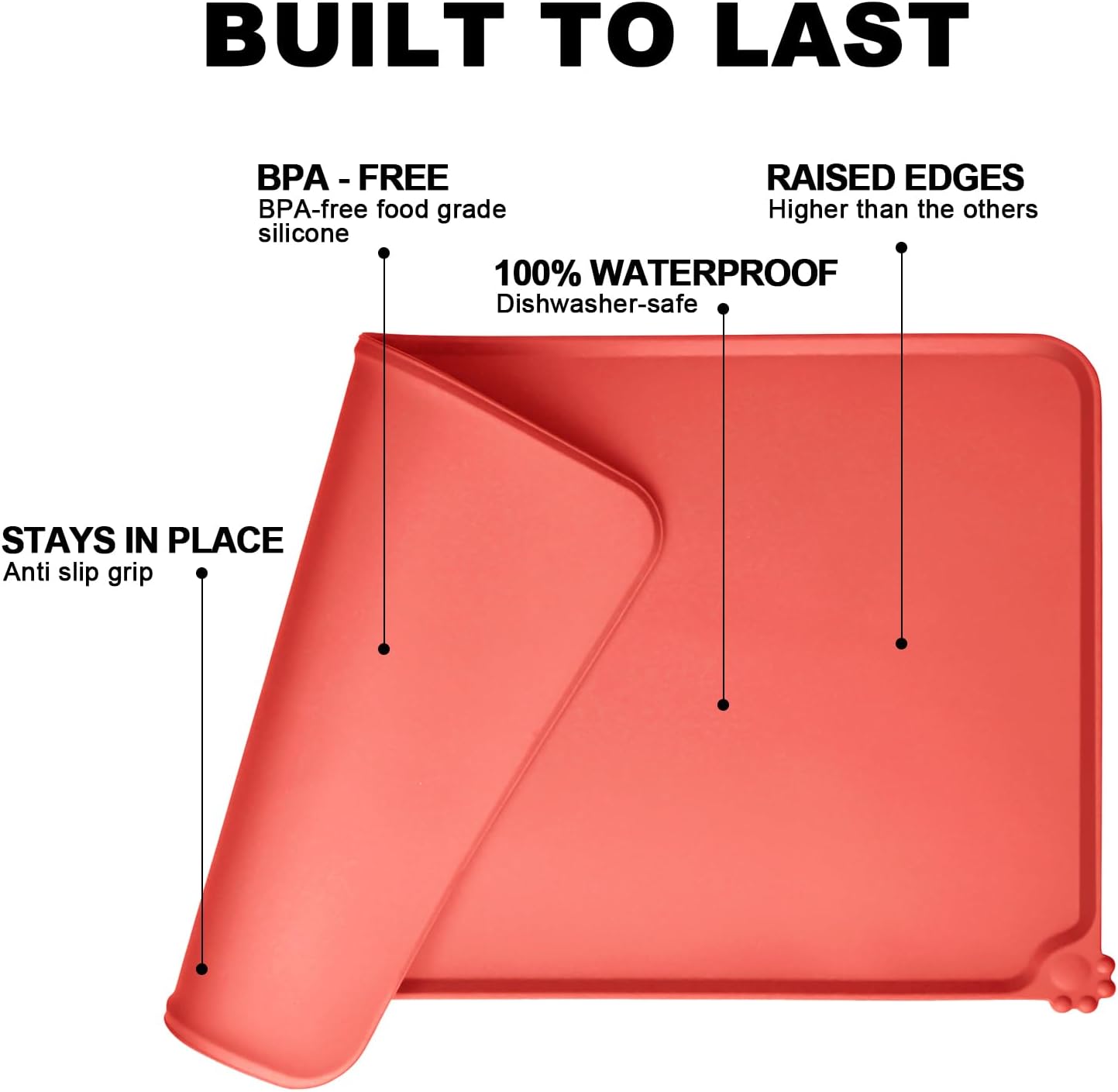 Detalle de MOACC Dog Food Mat: 54 x 38 cm Silicone Feeding Mat for Dogs and Cats