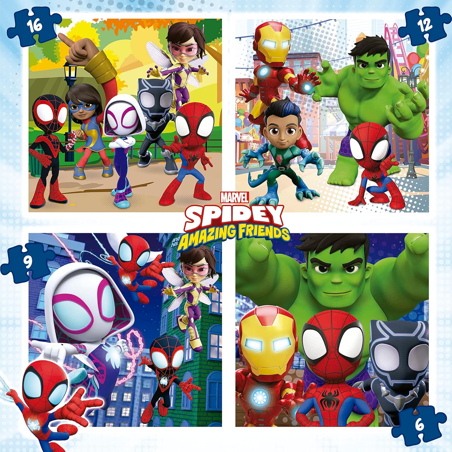 Thumbnail 3 de Malette Spidey Educa : ensemble de 4 puzzles progressifs pour enfants (6 à 16 pièces)