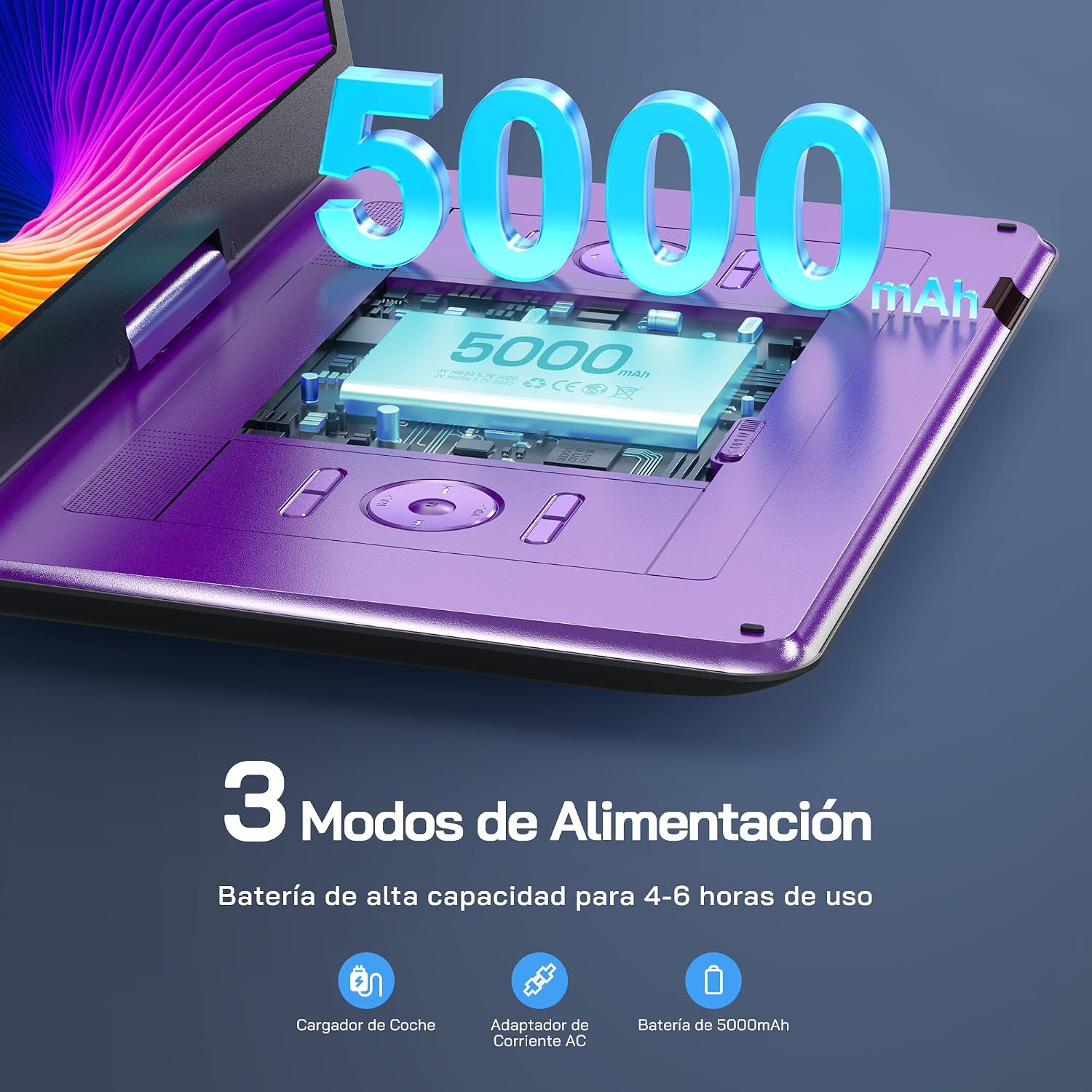 Thumbnail 1 de WOLFANG Reproductor DVD portátil 15,6" 5000 mAh
