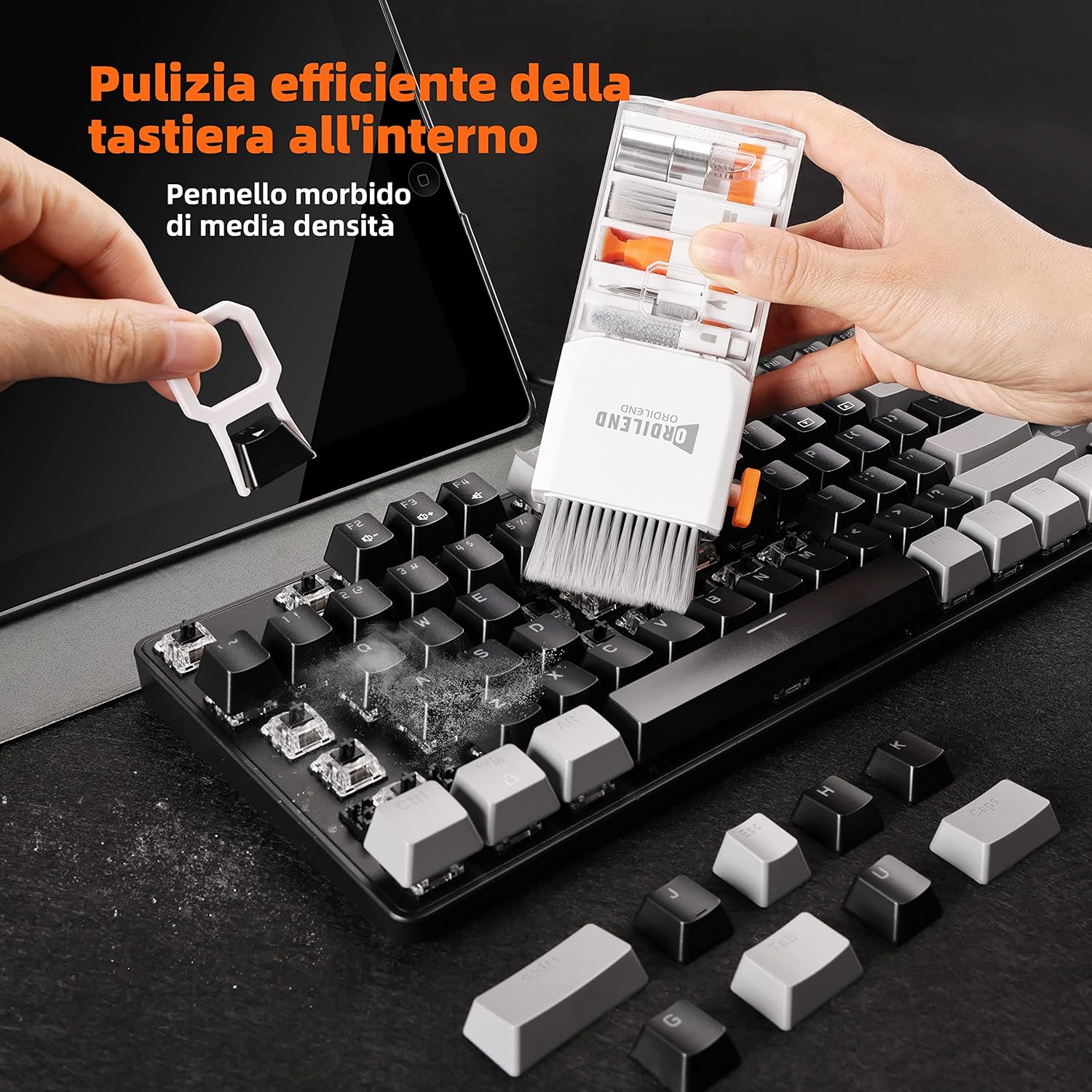 Detalle de Ordilend Kit di Pulizia tutto-in-uno per dispositivi elettronici (Bianco)