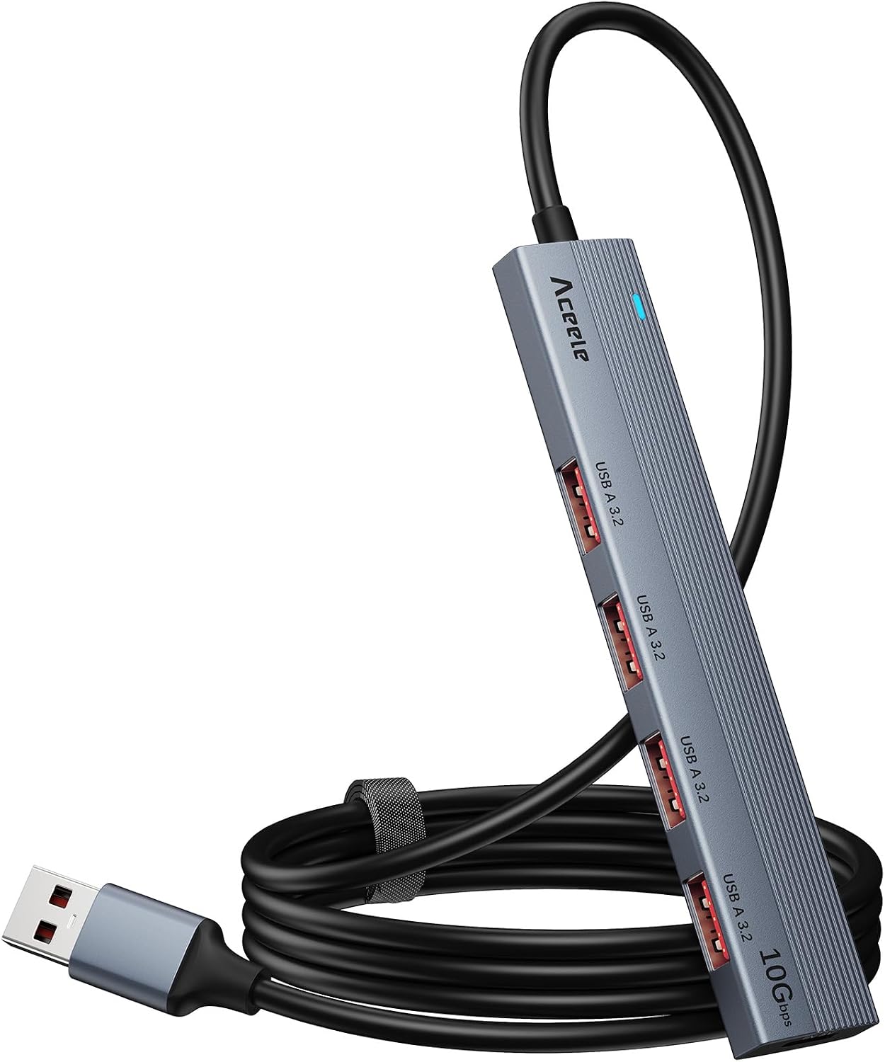Detalle de Aceele USB Hub 3.2 Gen 2 Splitter mit 4 USB-A-Anschlüssen, 1,2 m Kabel – kompatibel zu Laptop, PC, Xbox und Mac