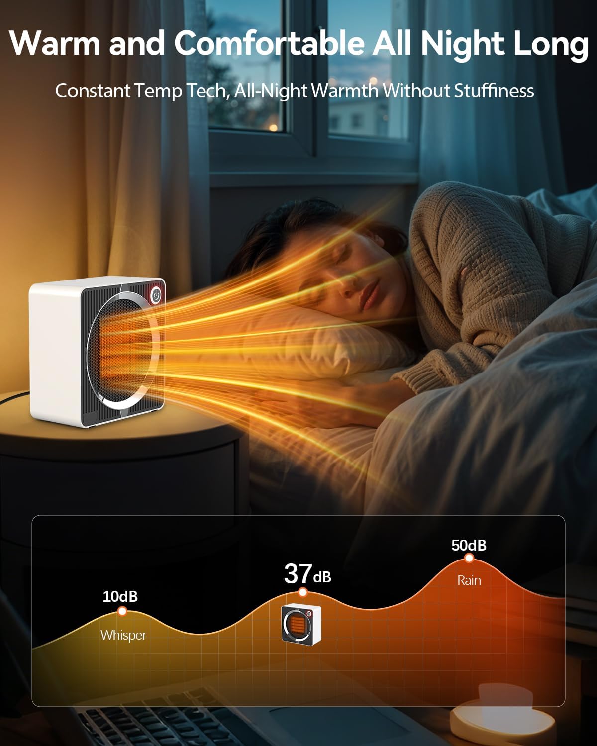 Thumbnail 3 de Portable Electric Space Heater – compact indoor heating for bedrooms, offices and living rooms