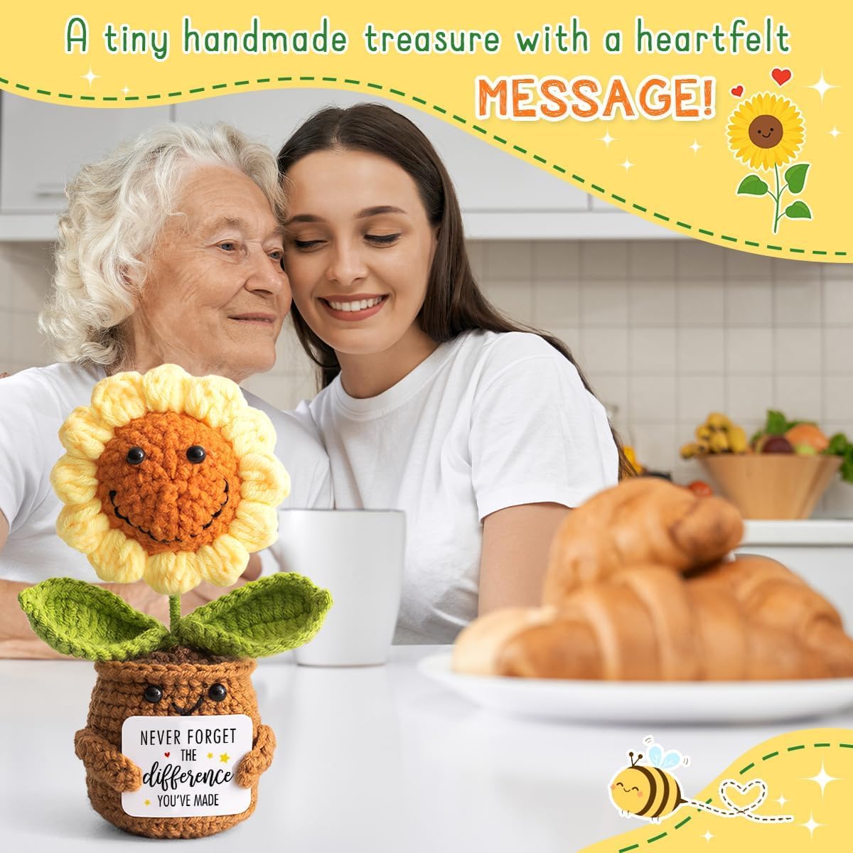Thumbnail 6 de ALUNME Mini crochet sunflower gift set for women – “Never Forget the Difference You Make”