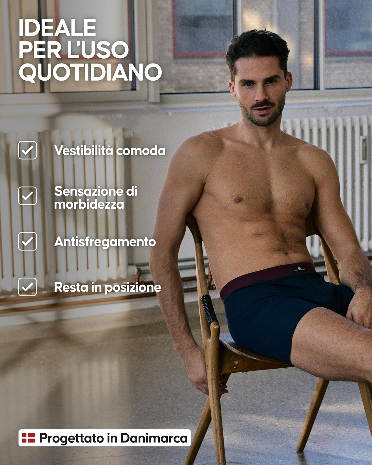 Detalle 2 de Danish Endurance Boxer da Uomo in Cotone Premium – 3 Confezioni