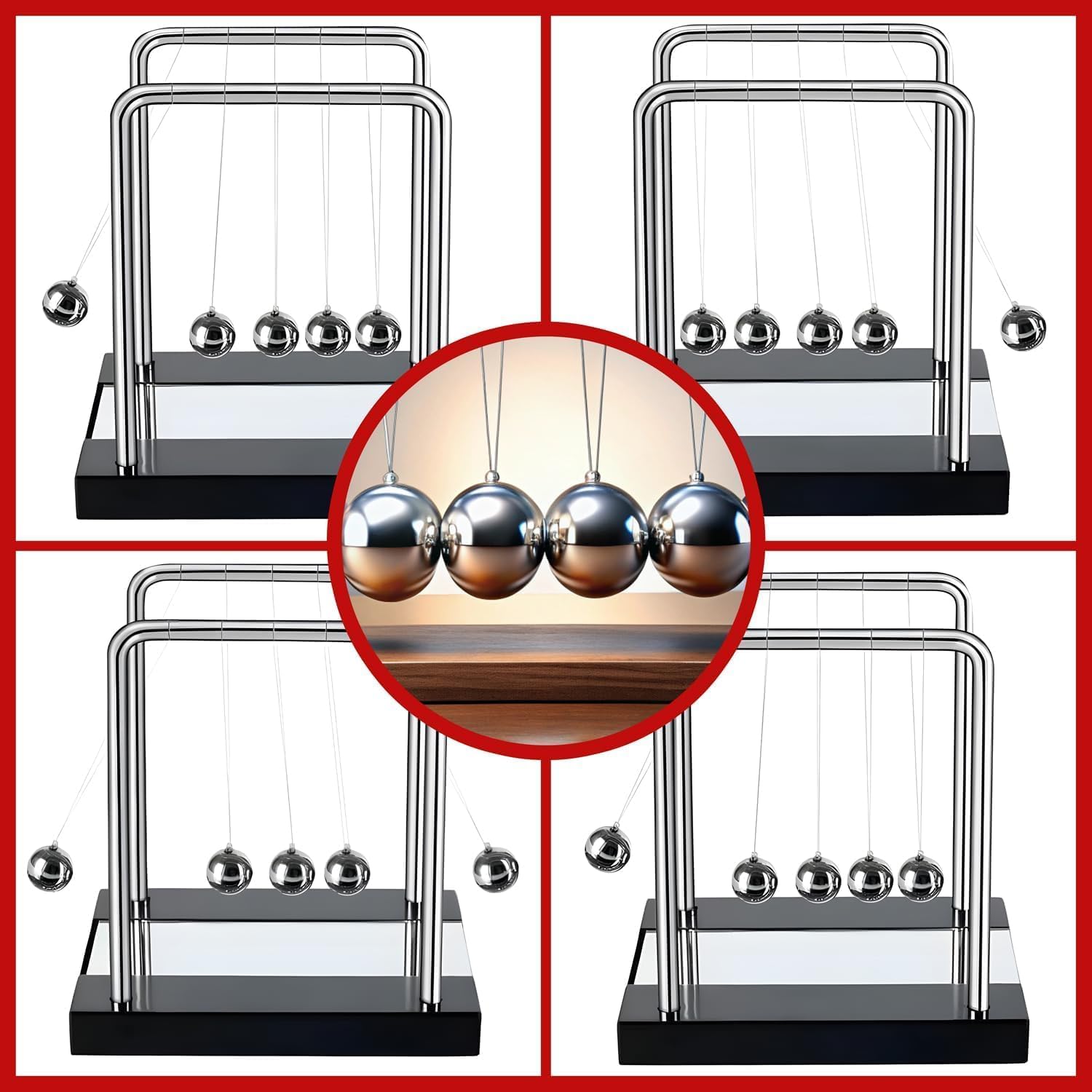 Thumbnail 2 de Pendule à Billes Newton 18 cm – Relaxation Physique, Décoration de Bureau Classique