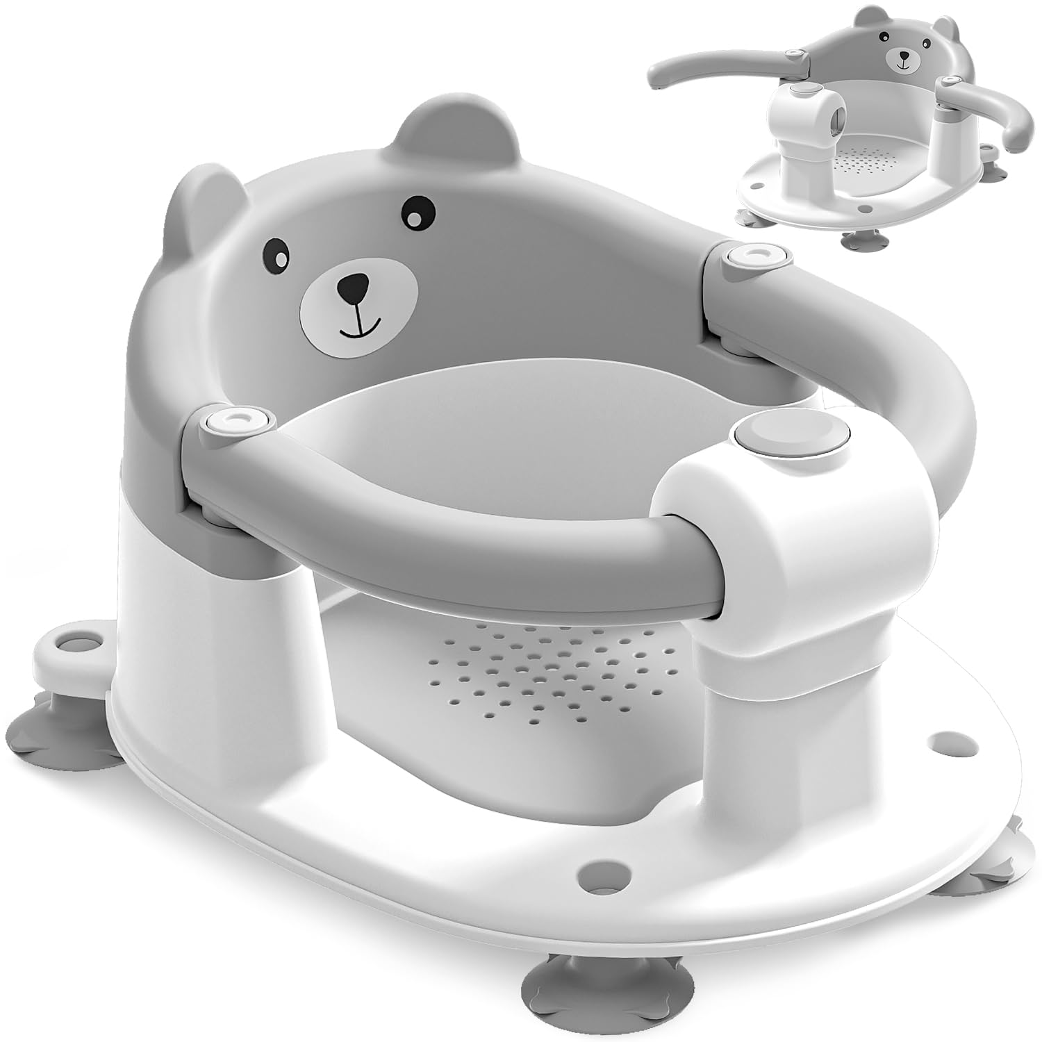 Detalle de Badewannensitz Baby ab 6 Monate – Bär mit rutschfesten Saugnäpfen, Kissen & Armlehnen