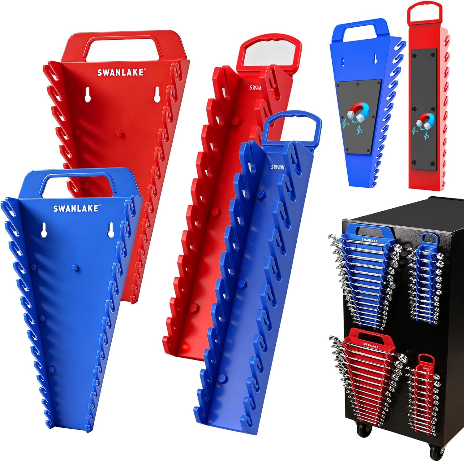 Detalle de SWANLAKE SW-66161 Magnetic Wrench Organizer Set, 54 Slots, SAE & Metric