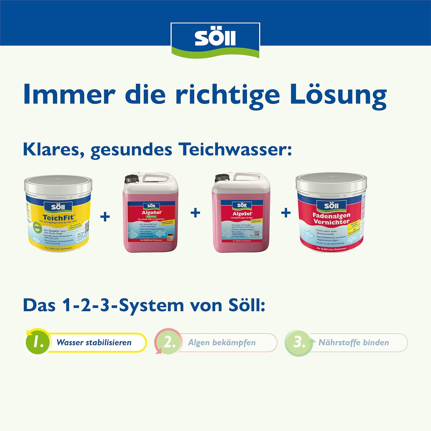 Detalle de Söll TeichFit 10 kg – Grundpflegemittel zur Teichwasseraufbereitung und Stabilisierung