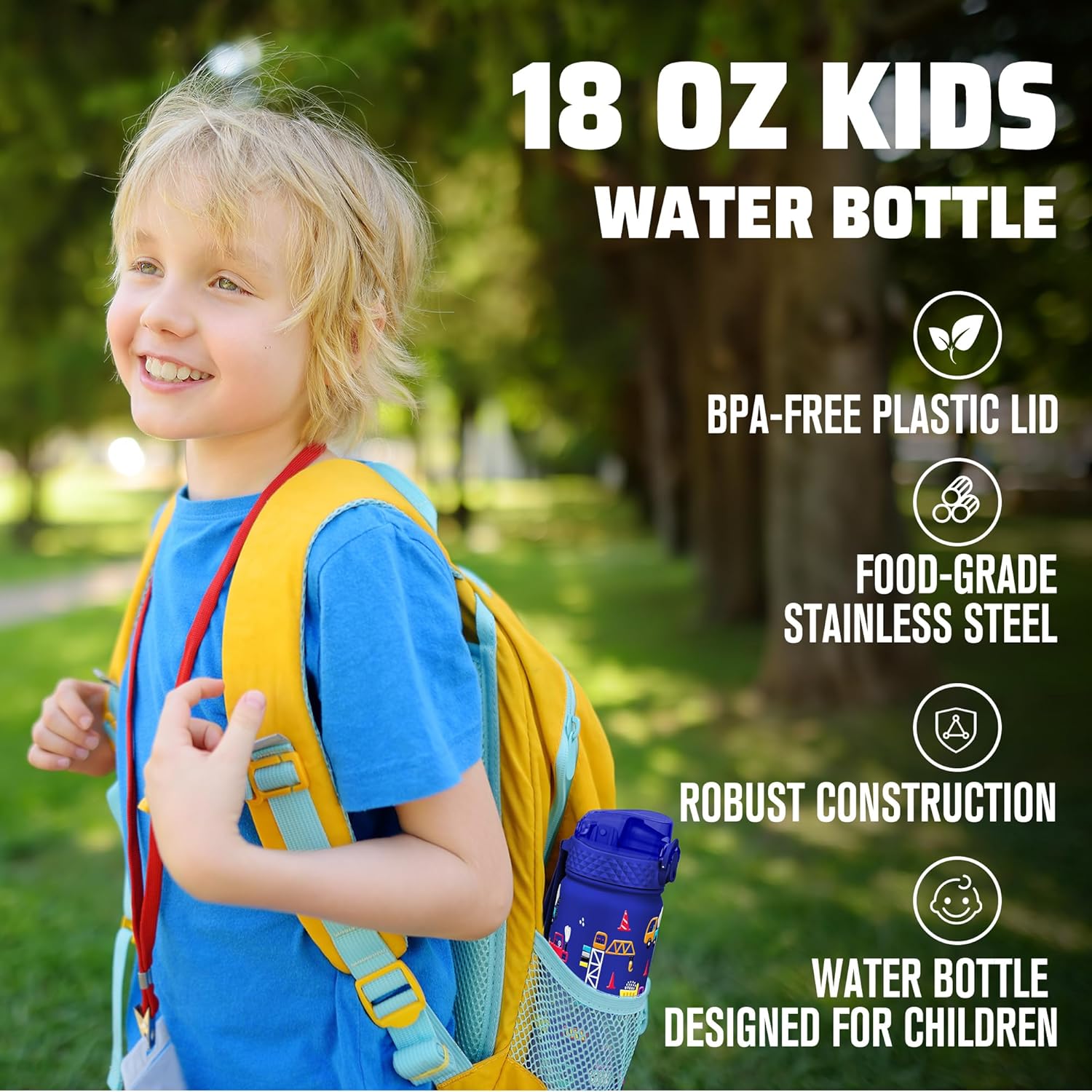 Thumbnail 5 de GOPPUS kids insulated water bottle (550ml/18oz) with straw, double-wall stainless steel