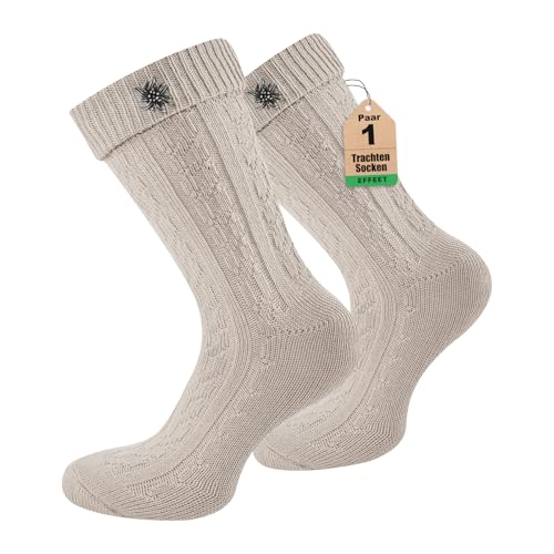 Detalle de Effeet Kurze Trachtensocken für Herren & Damen – 1 Paar mit Edelweiß-Anstecker