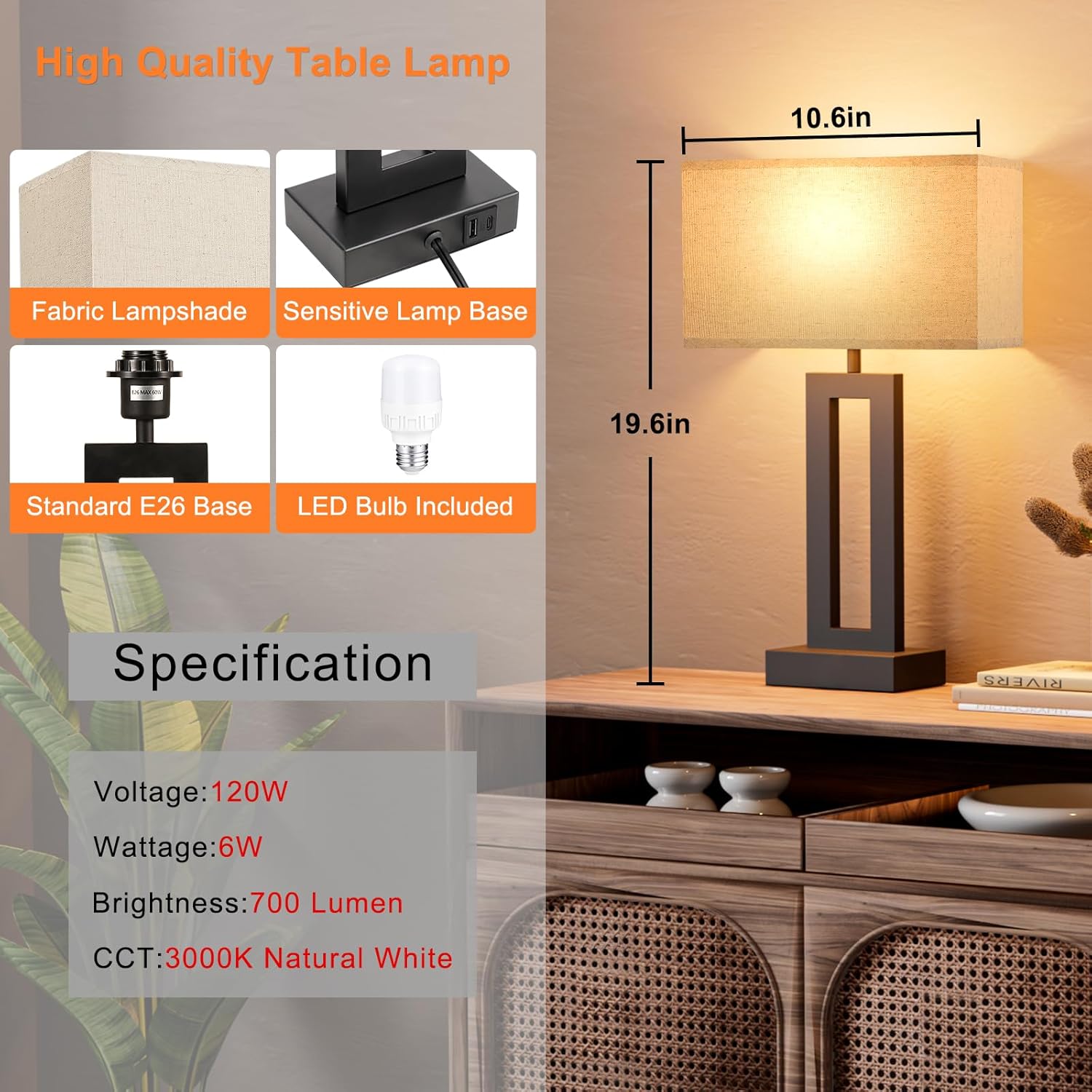 Thumbnail 5 de Seealle Touch Lamp Set 3-Way Dimmable
