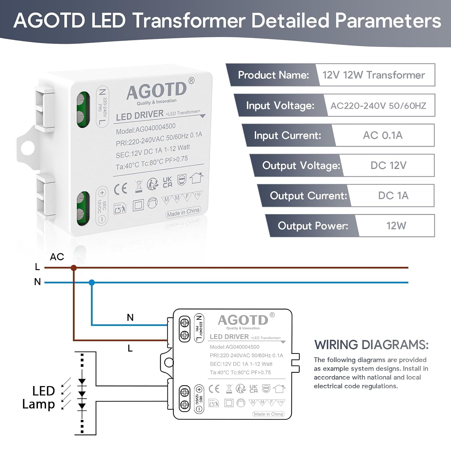 Detalle 2 de AGOTD LED Trafo 12W flackerfrei