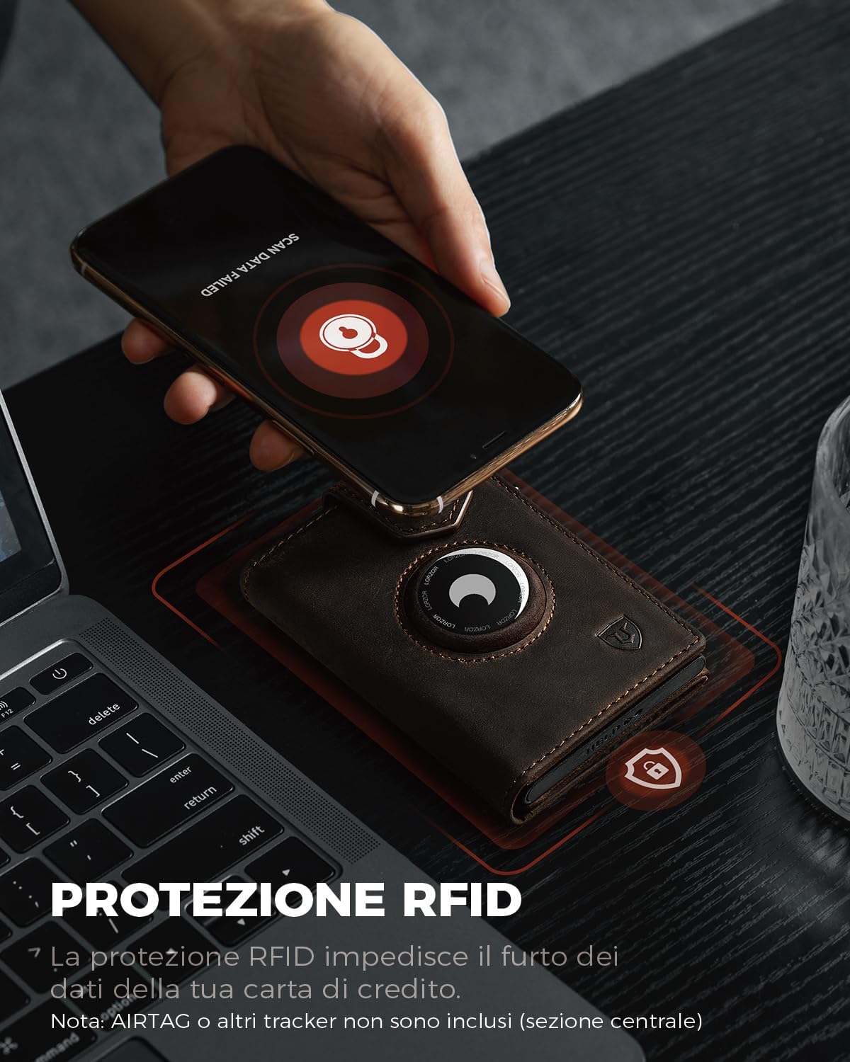 Detalle 2 de LORZOR portafoglio slim per AirTag 48N
