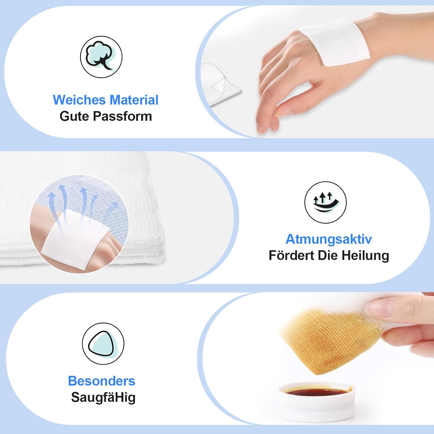 Thumbnail 3 de HansaGT Medical sterile Wundkompressen 10x10 cm, 50 Stück (8-lagig, STERIL)