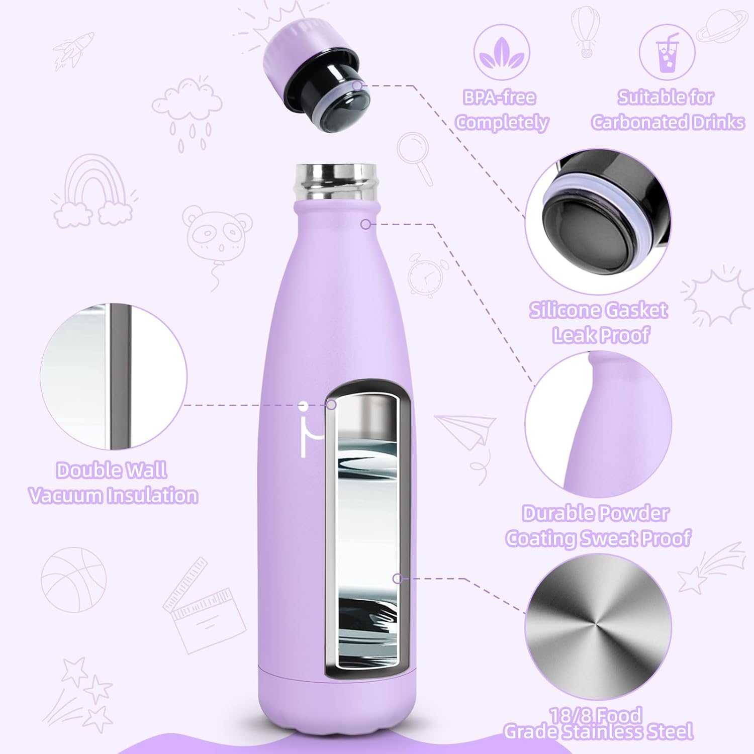 Thumbnail 1 de HoneyHolly Botella Térmica 500ML de Acero Inoxidable 🧃