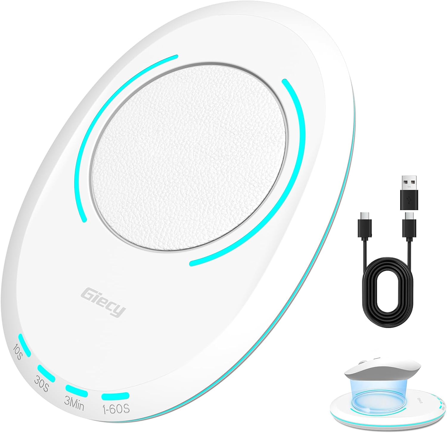 Detalle de Giecy Mouse Jiggler Ultra Slim Indétectable avec minuterie à intervalle (blanc)