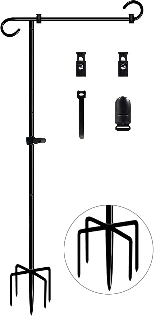 Detalle de Koutemie 49-Inch Garden Flag Stand, Adjustable 33 or 49 Inches, 5-Prong Base