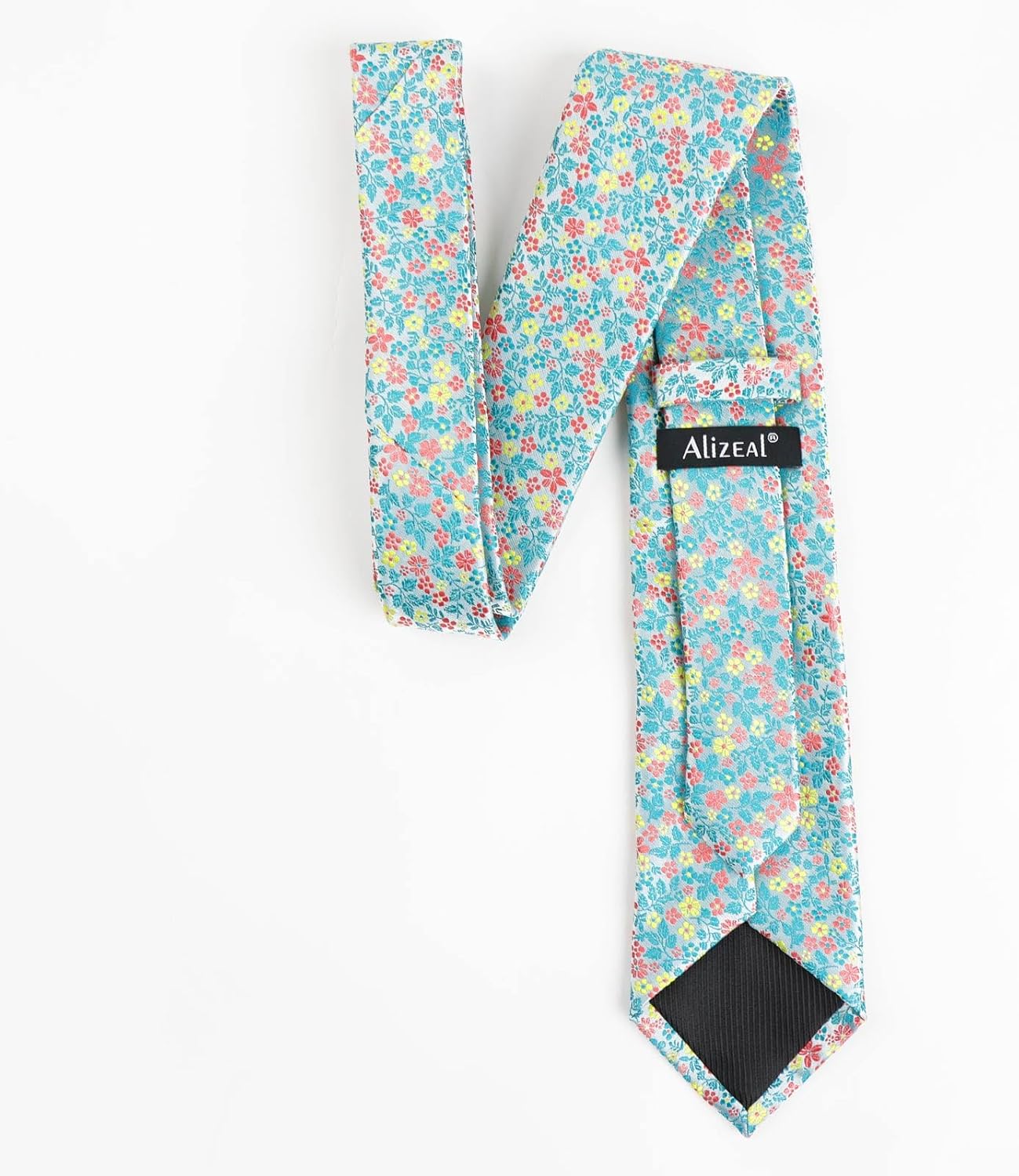 Detalle de Alizeal Men's Flower Patterned Wedding Tie & Pocket Square Set