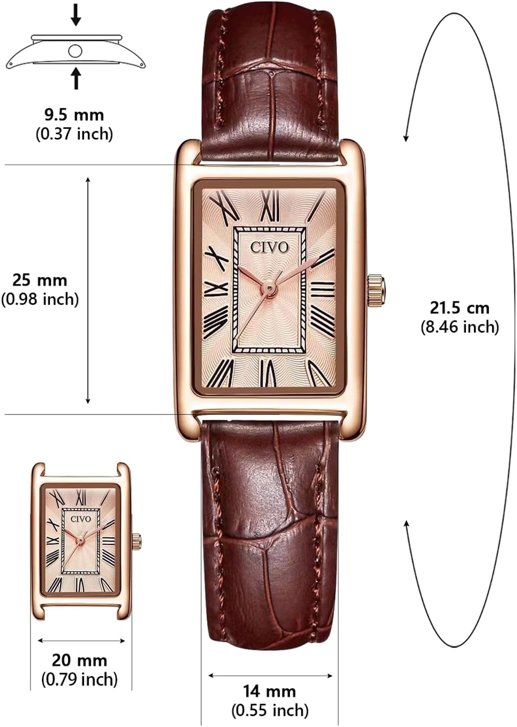 Detalle 1 de CIVO Damen-Armbanduhr mit 20x25 mm