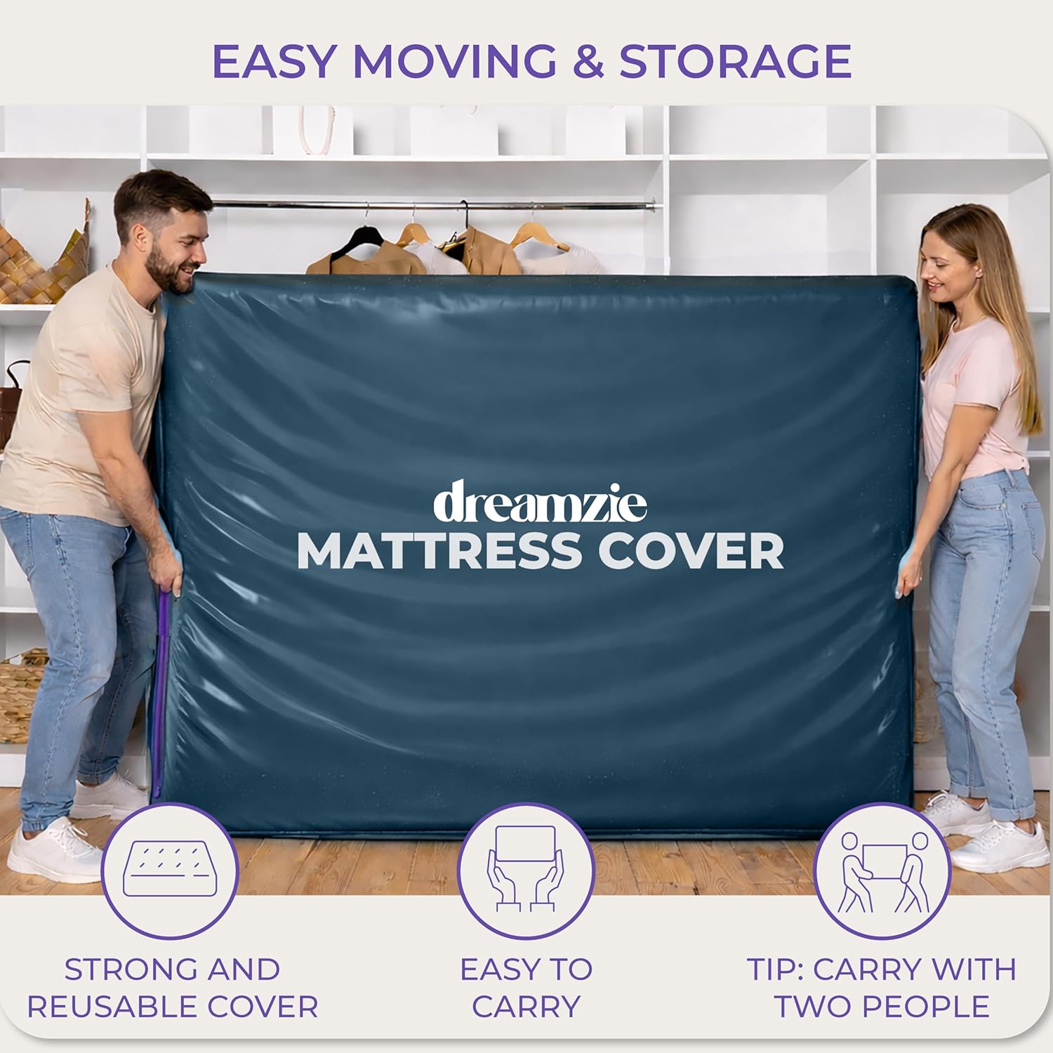Thumbnail 5 de Dreamzie Baby Mattress Cover for Moving: Opaque, Tear-Resistant Storage Bag with Zip