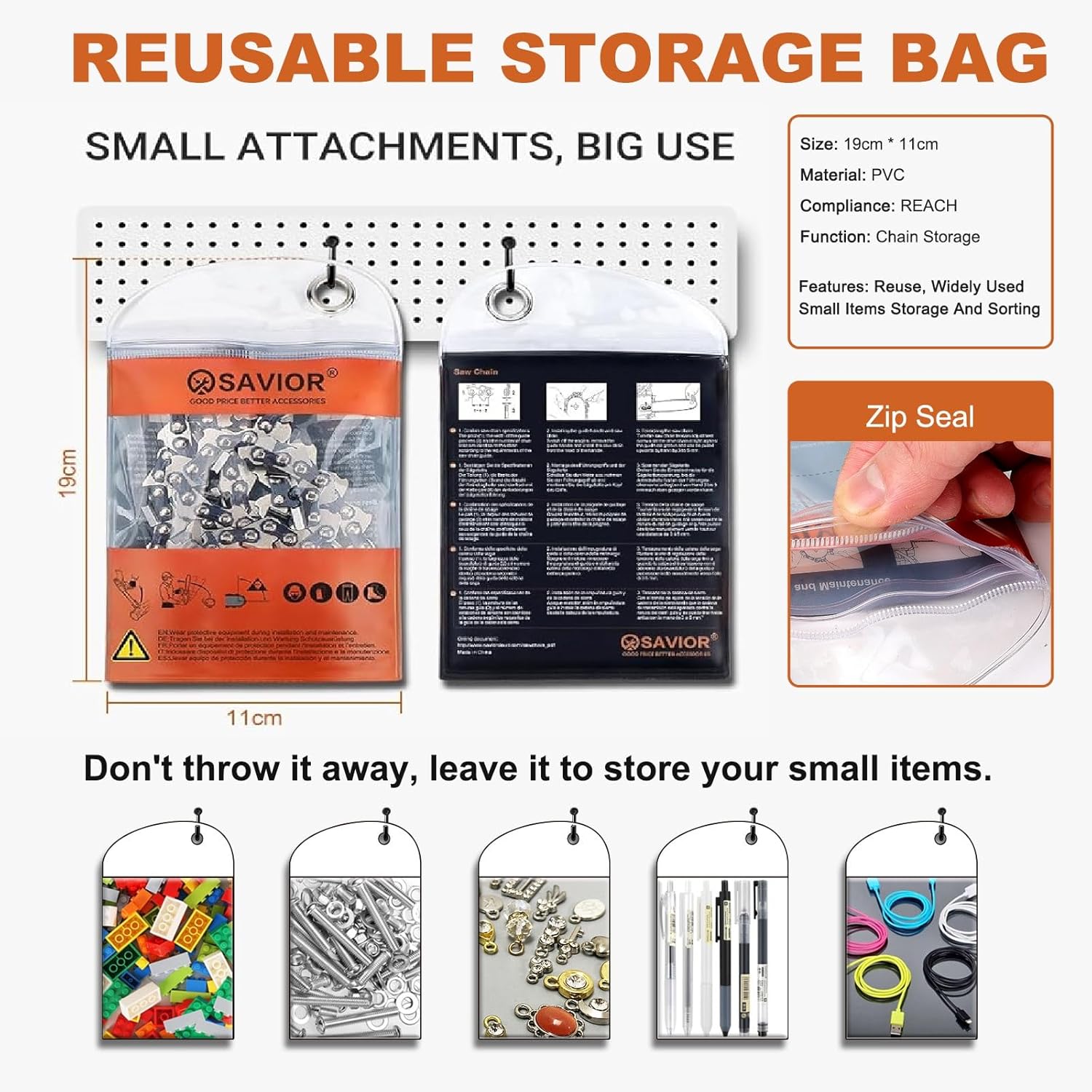 Thumbnail 4 de SAVIOR WA0142 Sägeketten (4 Stück) für Akku-Kettensägen mit 5-Zoll-Schiene, .300"LP, 1,1 mm, 28 Treibglieder