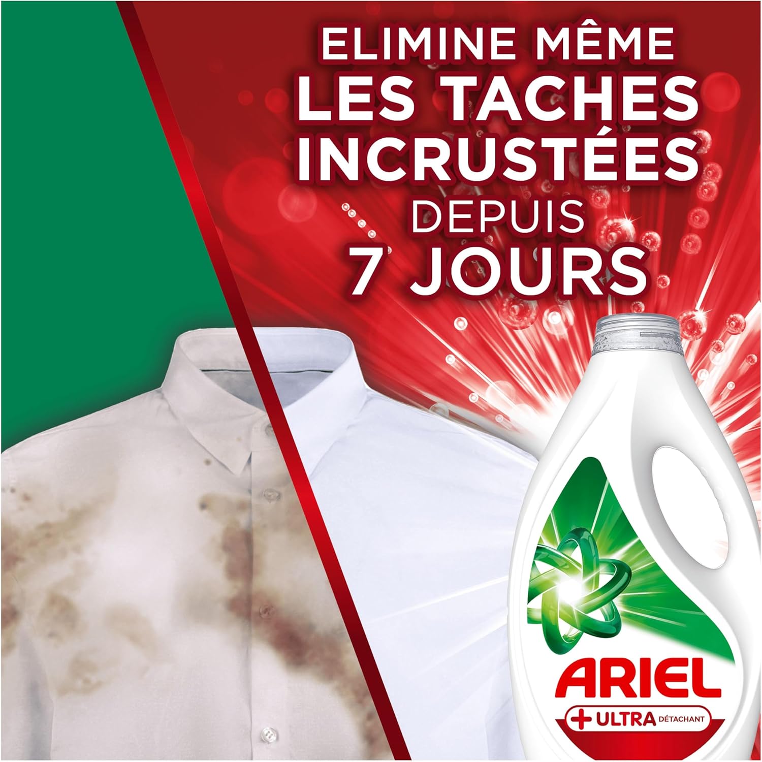 Detalle de ARIEL LIQUIDE ULTRA DETACHANT 35D – Lessive liquide avec pré-traitement des tâches, fabriquée en France