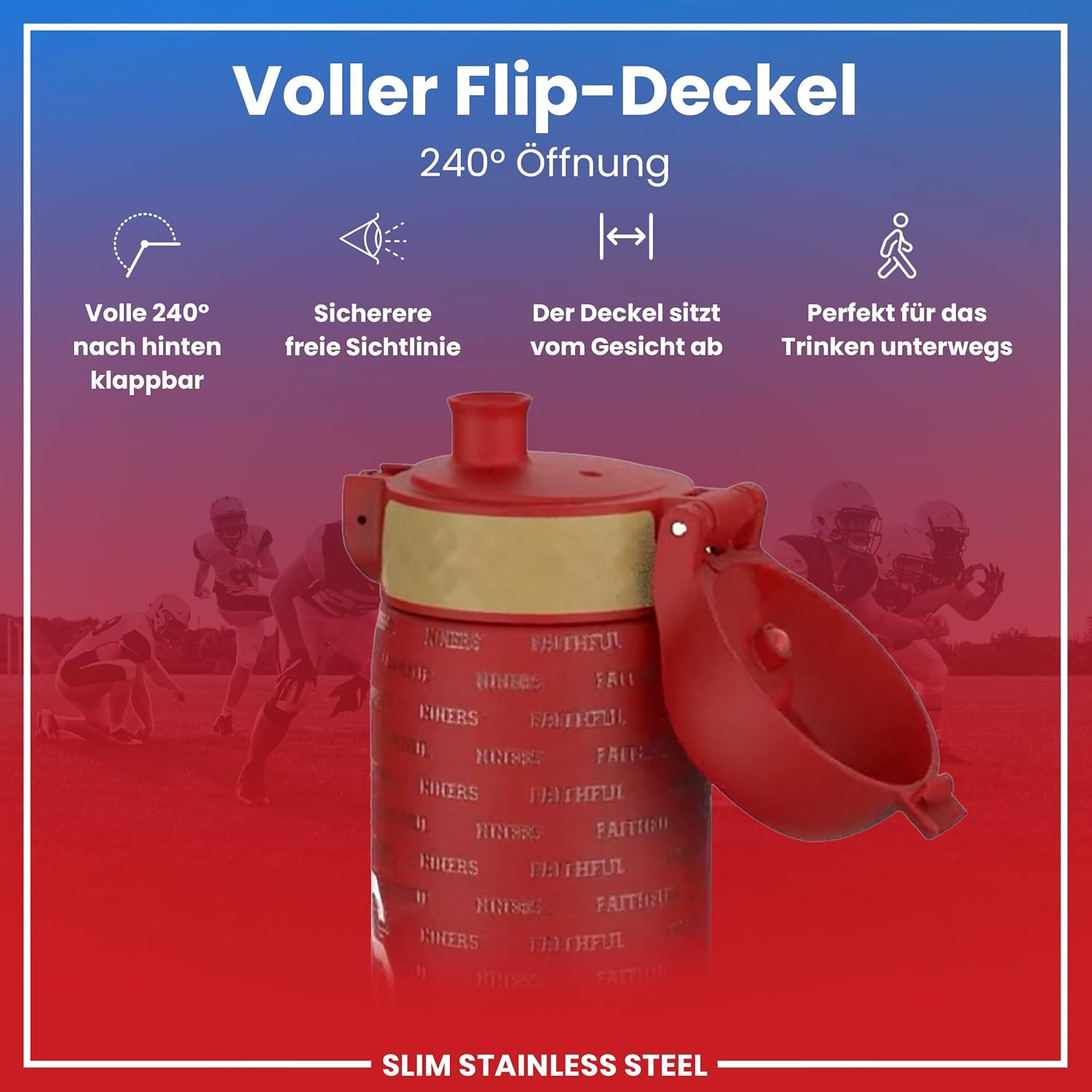 Thumbnail 4 de ion8 NFL Edelstahl-Trinkflasche – Auslaufsicher, Einhandöffnung, Spülmaschinenfest
