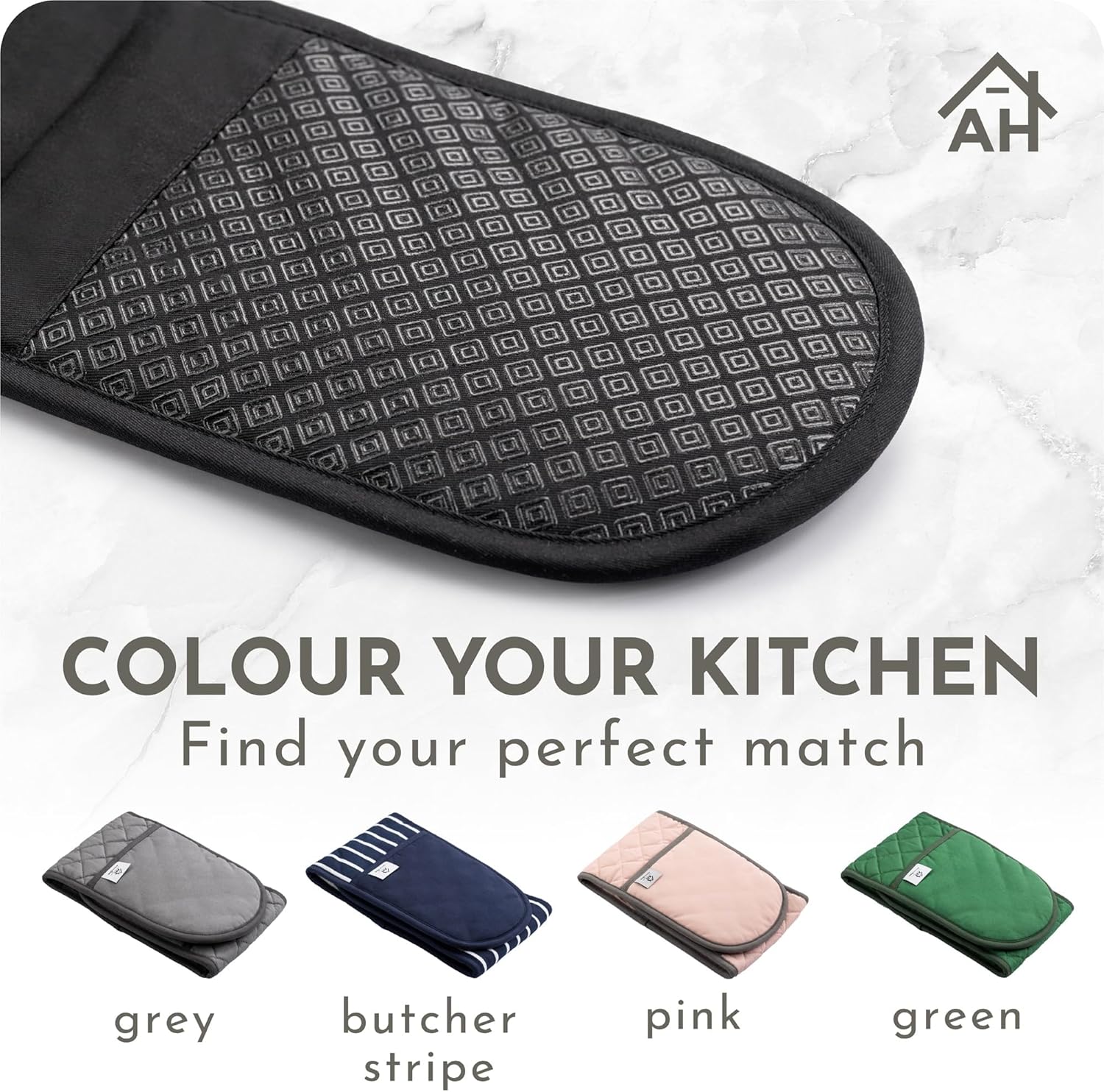 Thumbnail 6 de Black Double Oven Gloves Heat Resistant Pair