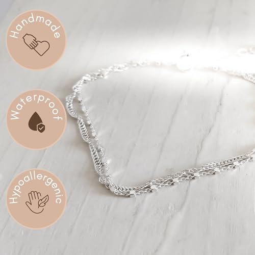 Detalle de Annika Bella Double Stranded Sterling Silver Bracelet – Twirl & Satellite Chains