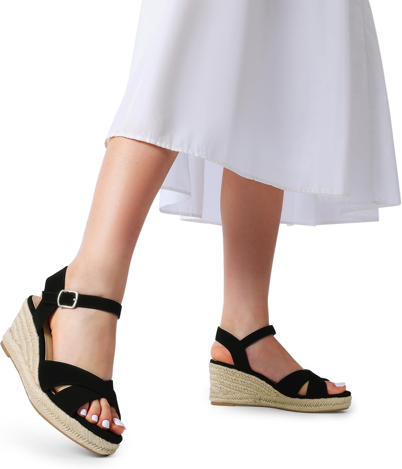 Thumbnail 3 de DREAM PAIRS Espadrille Dressy Wedge Sandals for Women with Adjustable Buckle
