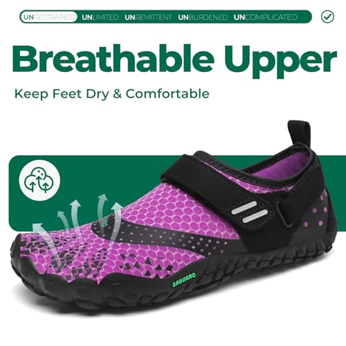 Detalle de SAGUARO zapatillas barefoot talla 38, moradas, zero drop y suela antideslizante
