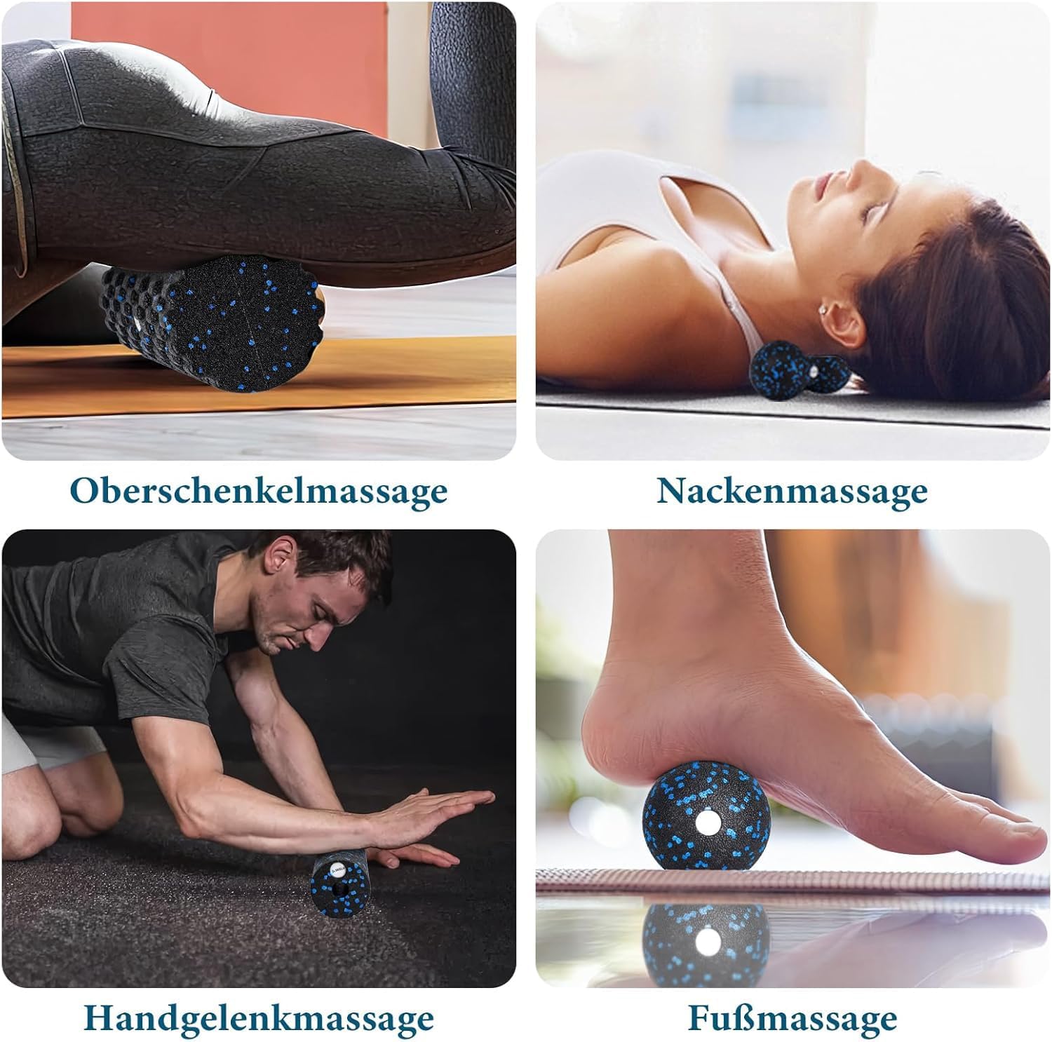Detalle de 3D Faszienrolle Set – 4‑in‑1 Faszien-Training mit Wirbelsäulen‑Rolle, Duoball, Mini‑Rolle und Ball