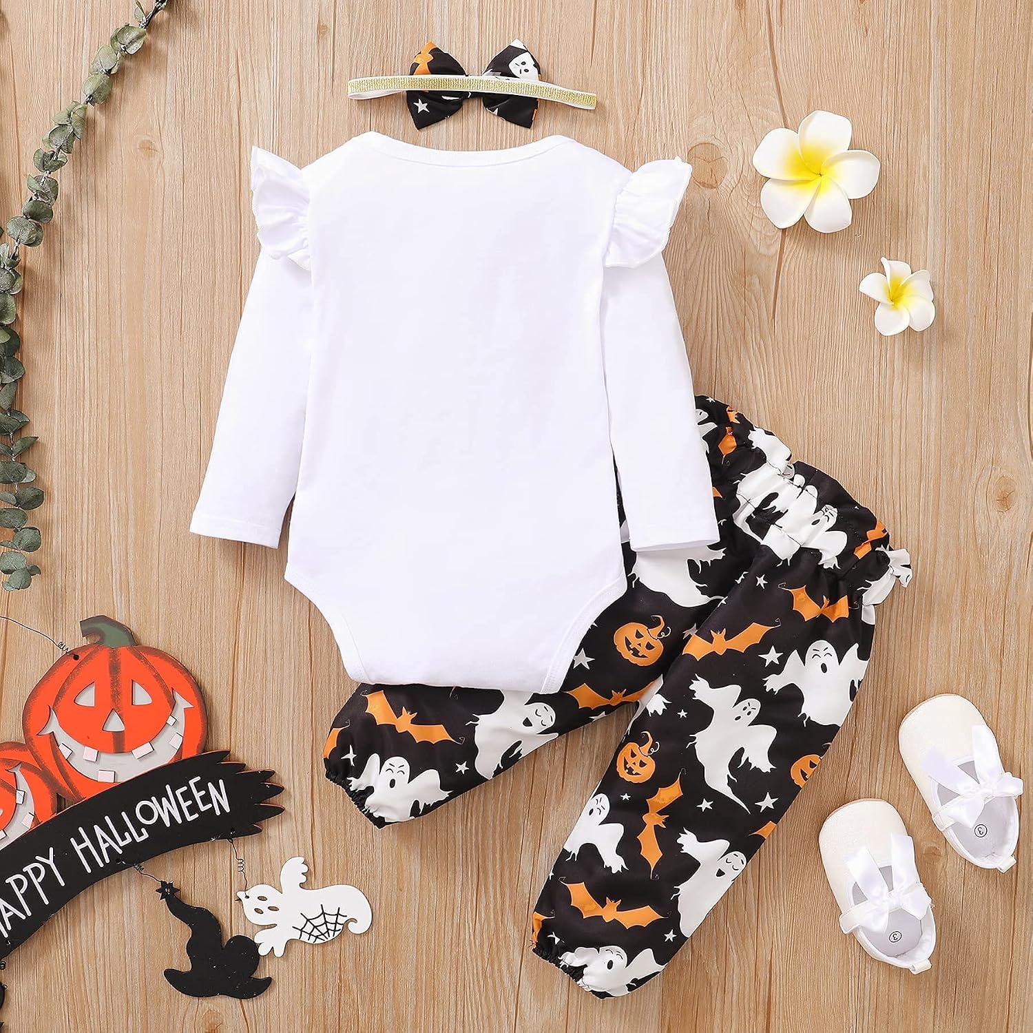 Thumbnail 6 de DISAUR DIU933ZX Baby Girl 3-Piece Outfit with Ruffle Top and Bow Headband